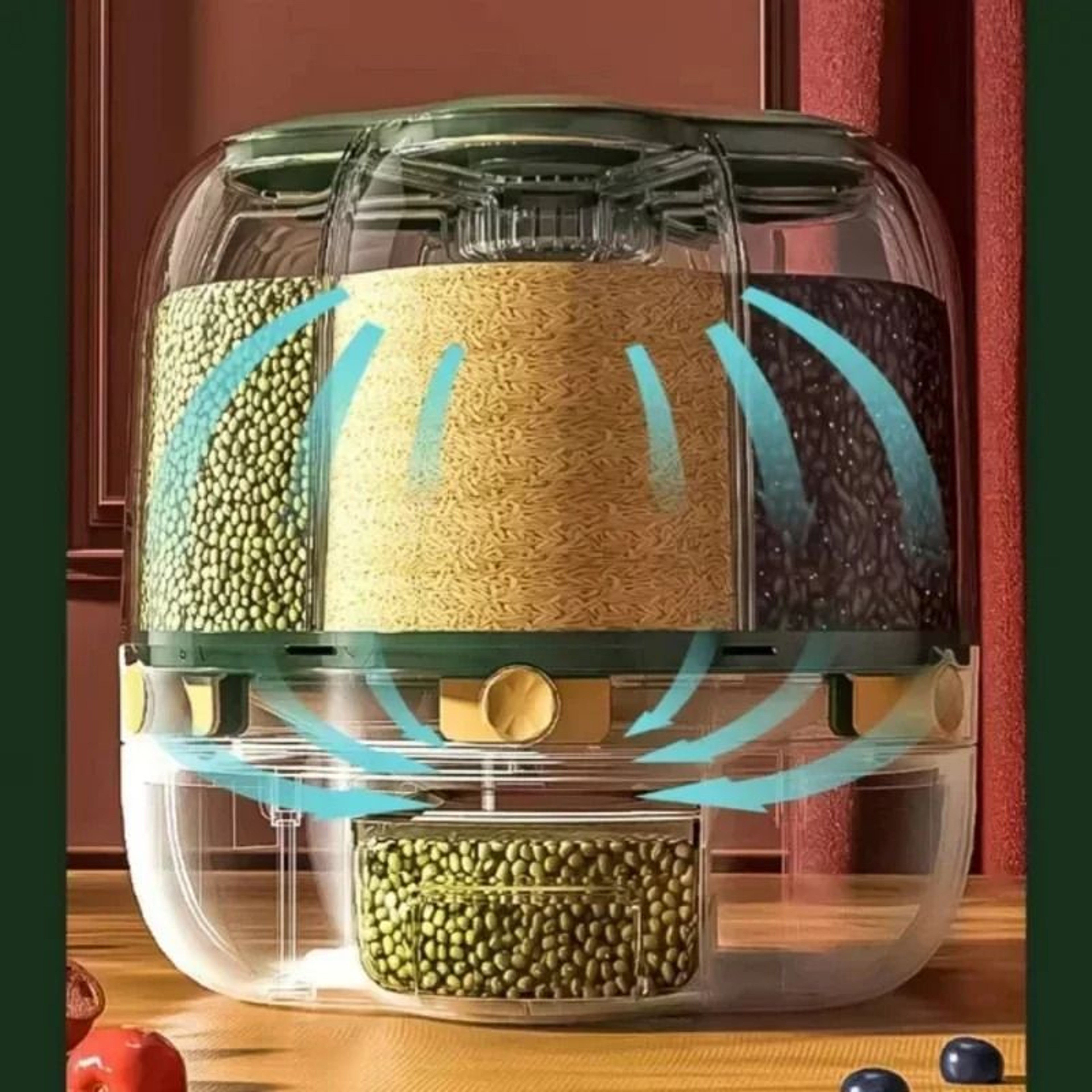Large Rotating Food Storage Container With 360 Degree Dispenser For Rice And Grains 1