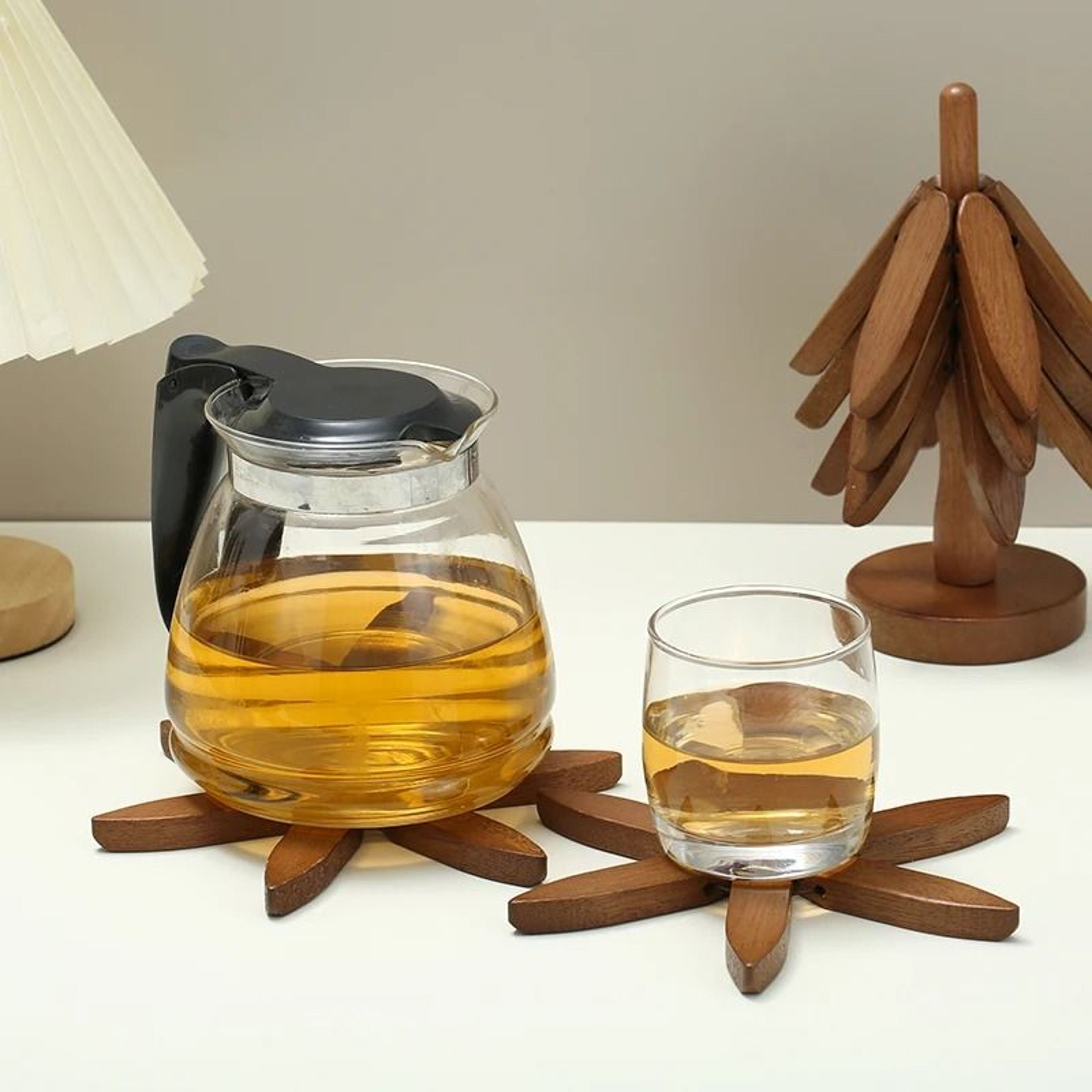 Wooden Tree Design Trivet Set Heat Resistant Table Mats For Pots And Cookware 3