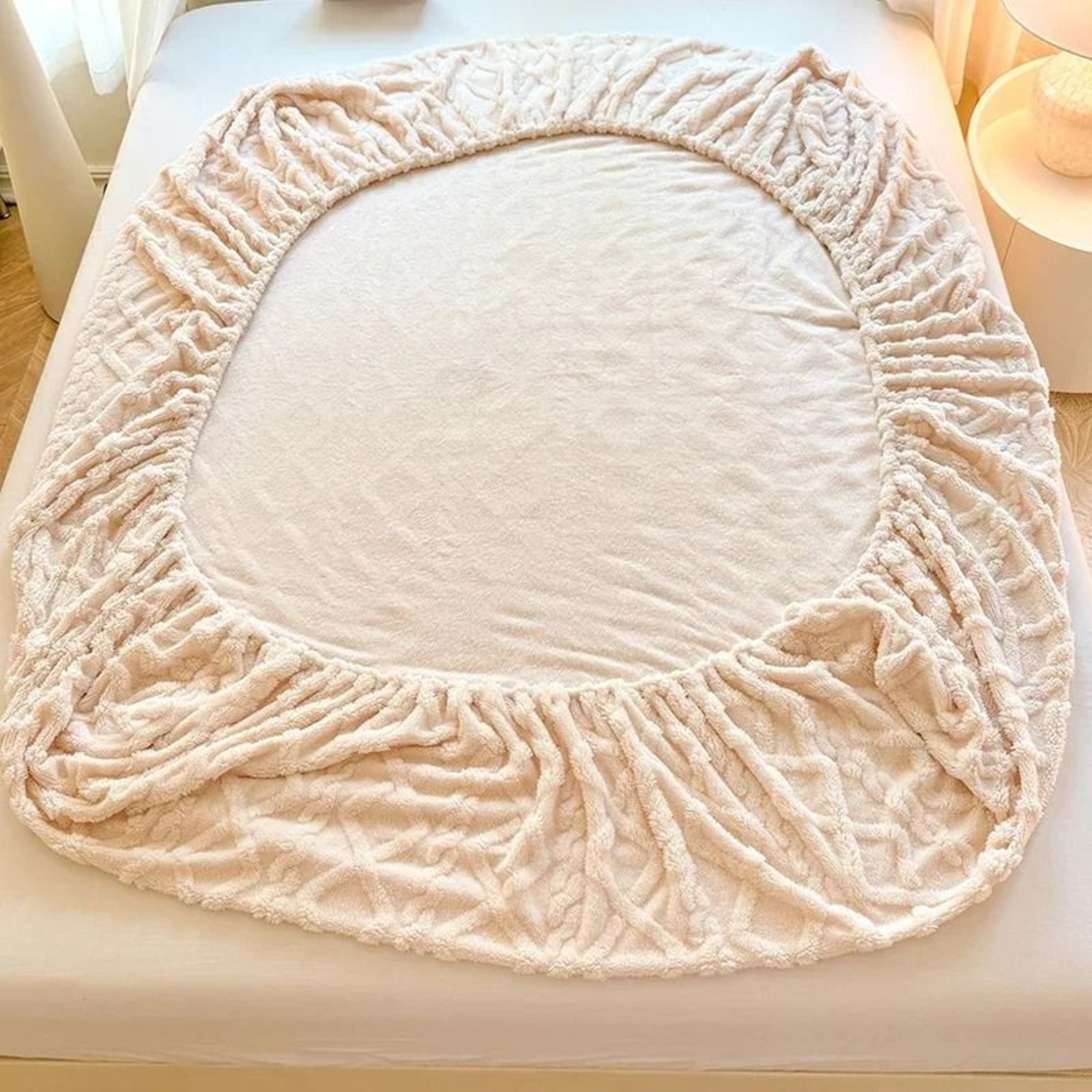 Winter Warm Bed Sheet With Elastic Band Soft Coral Fleece Fitted Mattress Cover 3