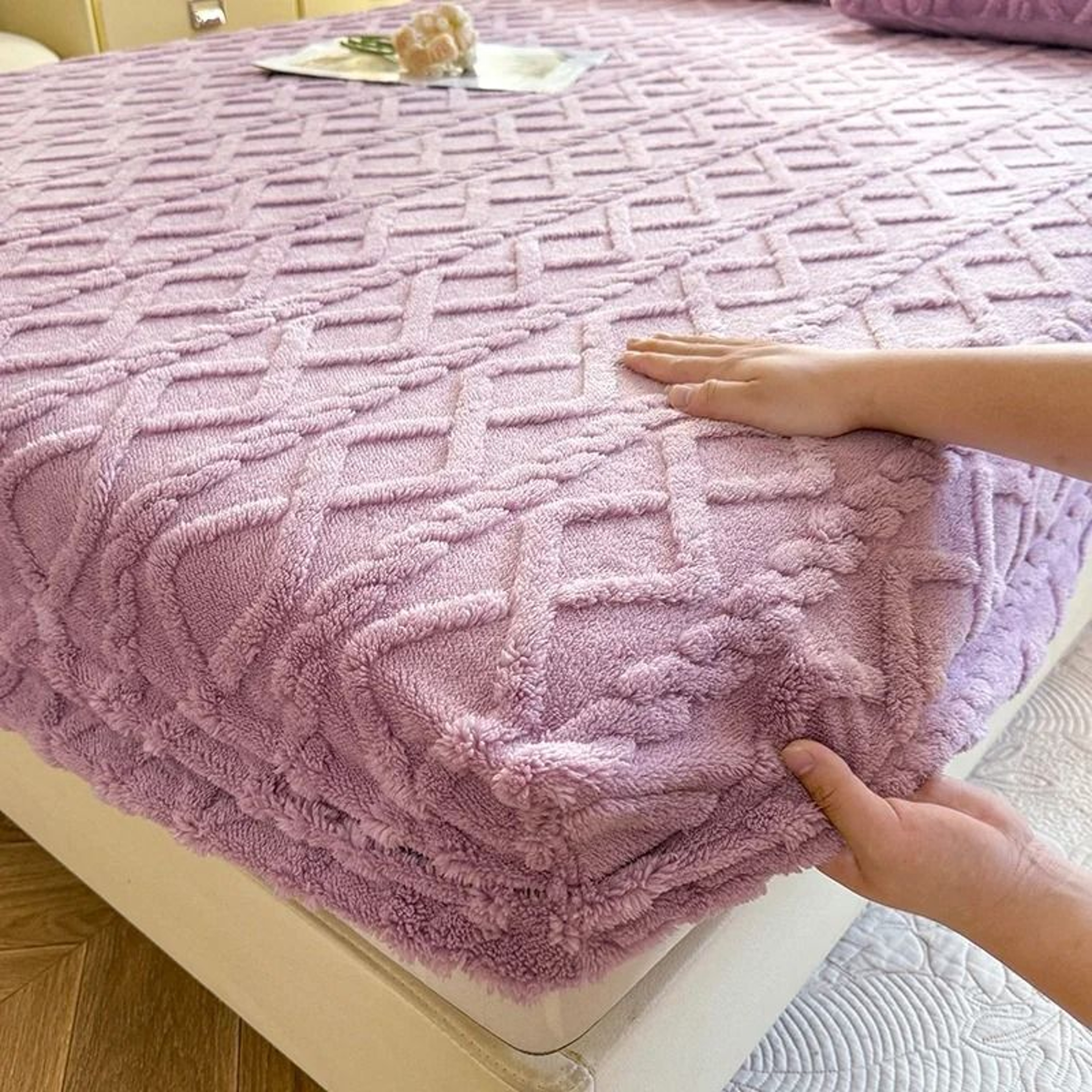 Winter Warm Bed Sheet With Elastic Band Soft Coral Fleece Fitted Mattress Cover 8