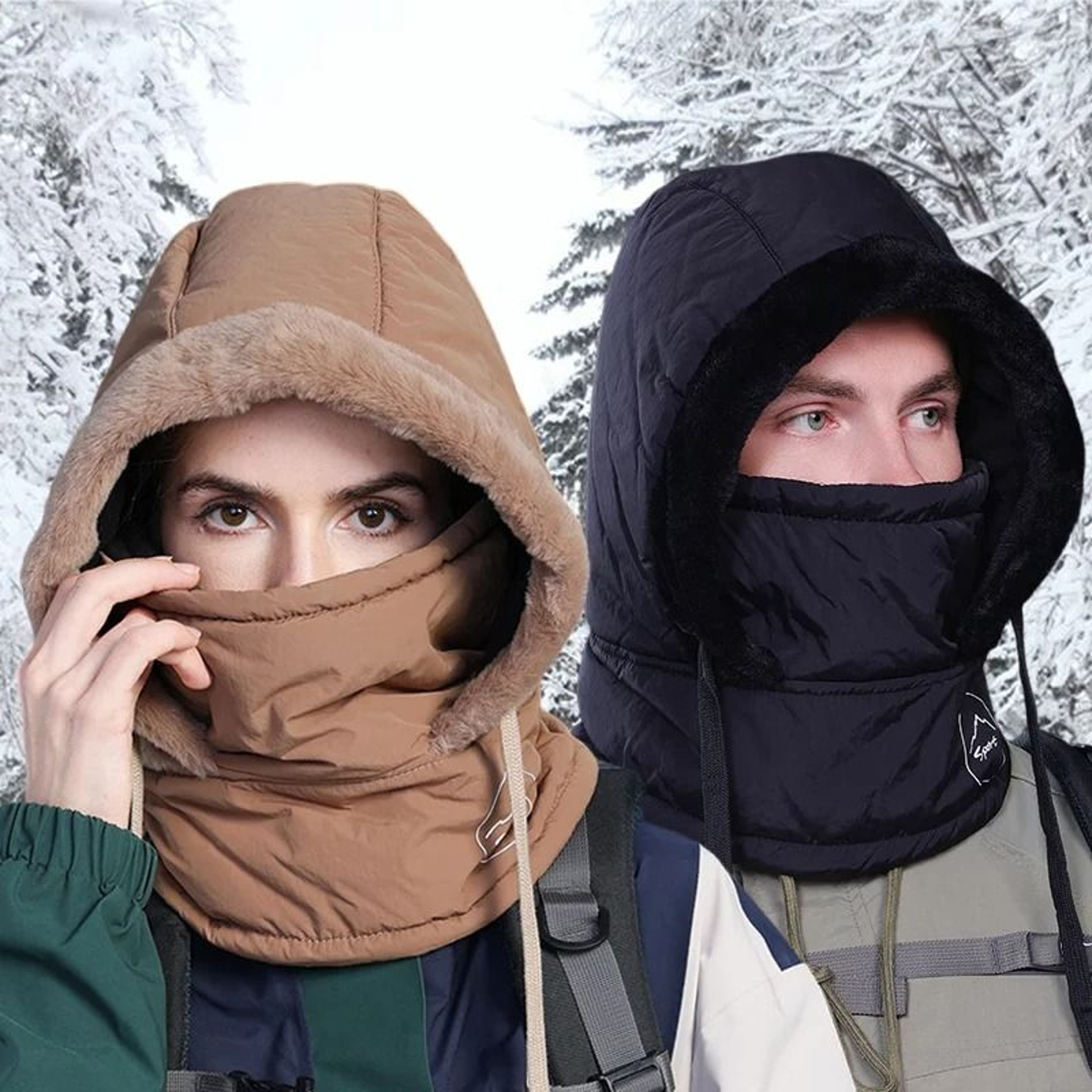 Unisex Plush Balaclava Hat Winter Warm Neck Scarf With Face Mask For Outdoor Sports 0