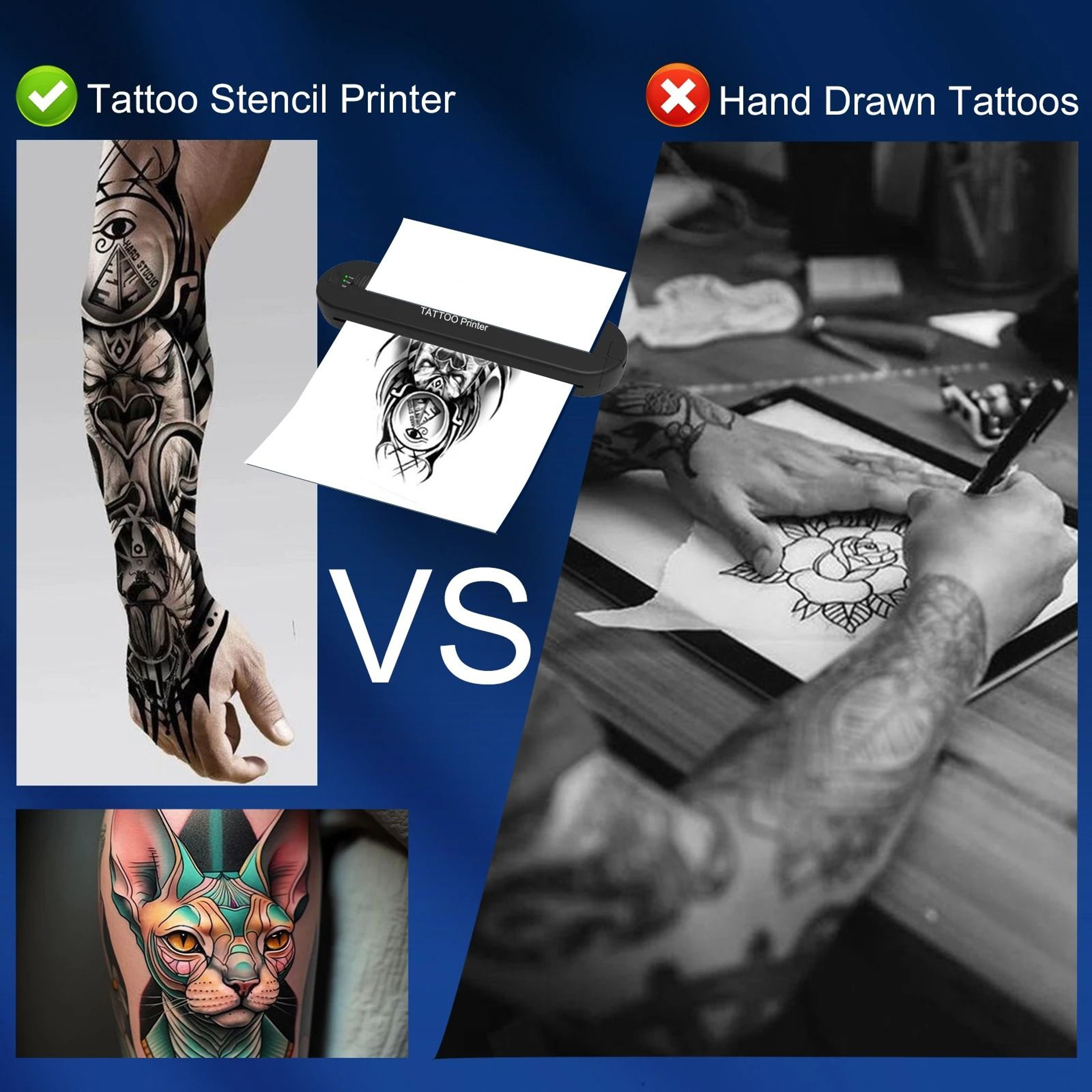 YILONG Wireless Tattoo Printer Portable Tattoo Template Printer With Transfer Paper 4