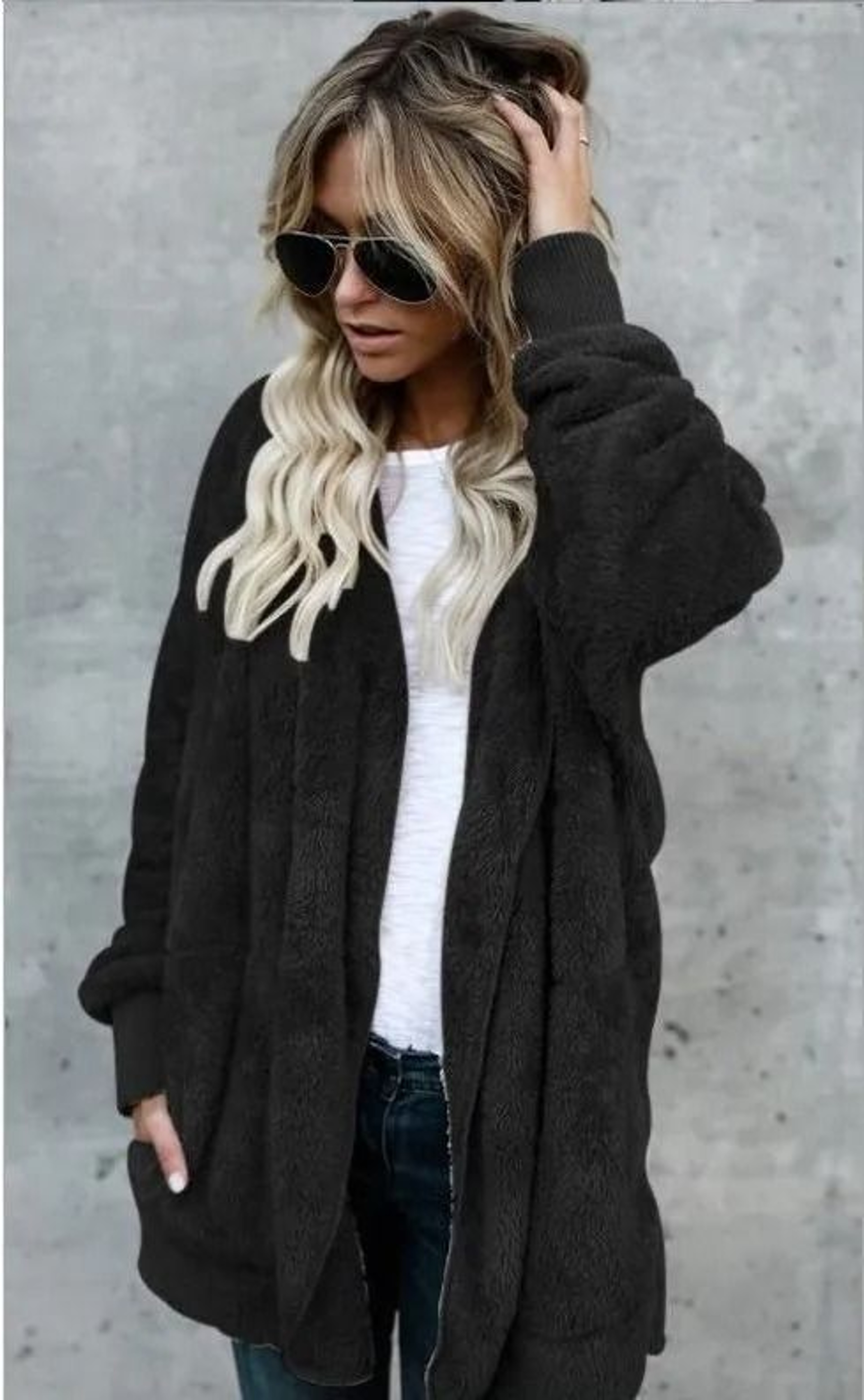 Autumn Winter Double Fleece Cardigan Jacket Women Solid Color Long Sleeve Plush Warm Hooded Lady Ja 8