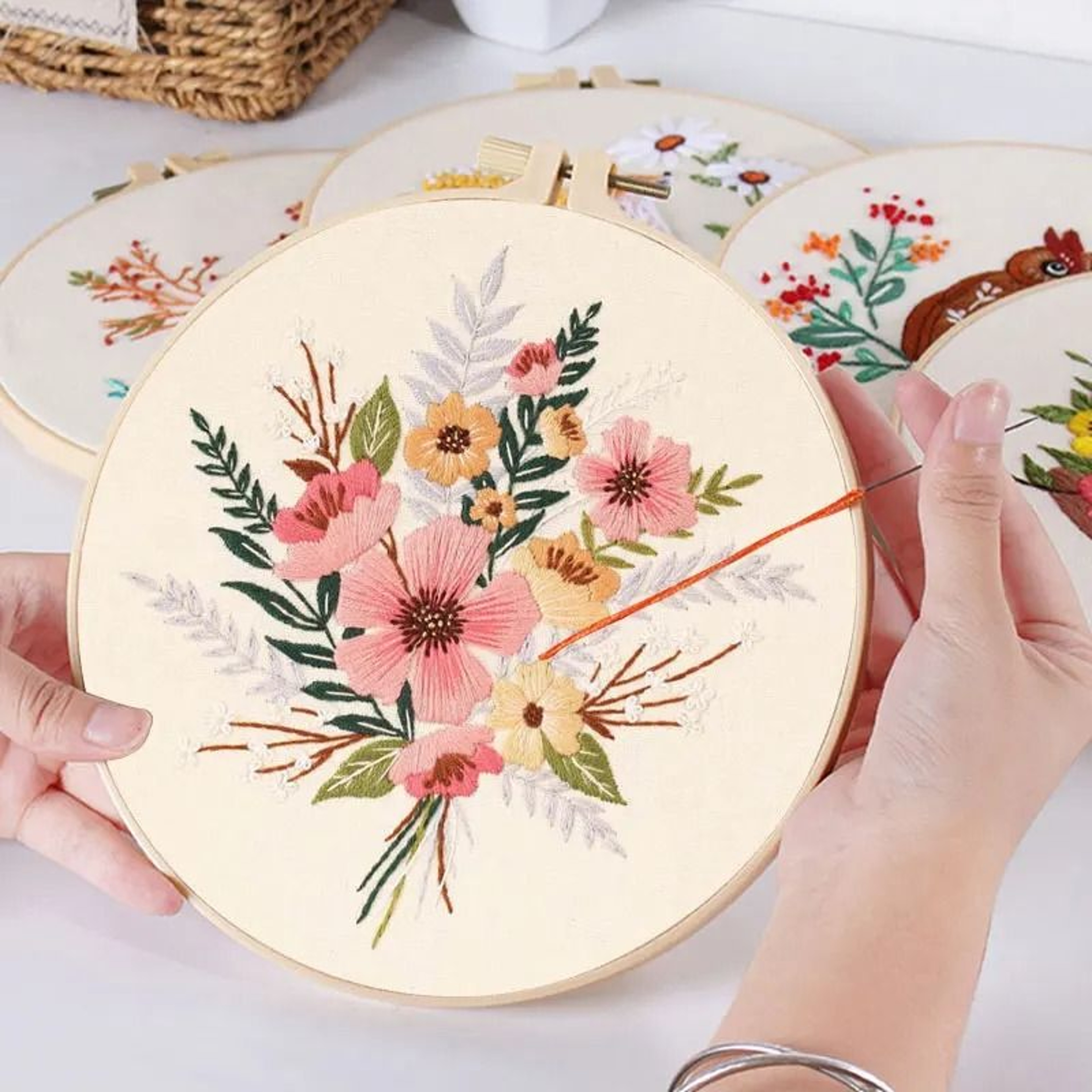 Embroidery Kit For Beginners Fabric Cross Stitch Kits For Adults DIY Embroidery Starter Kit With Fl 0
