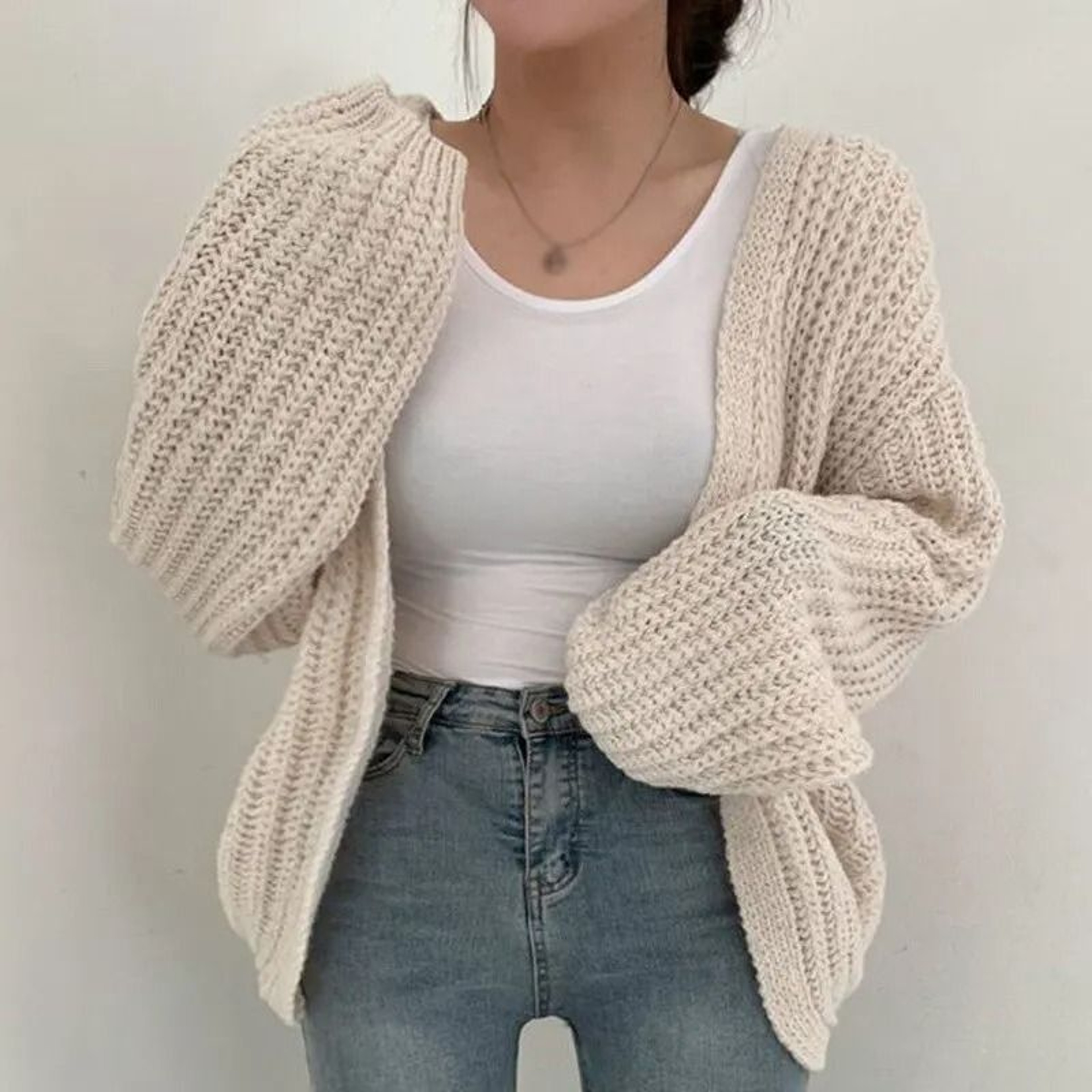 Vintage Women Cardigan Sweater Harajuku Lantern Sleeve Casual Korean Fall Streetwear Top 7