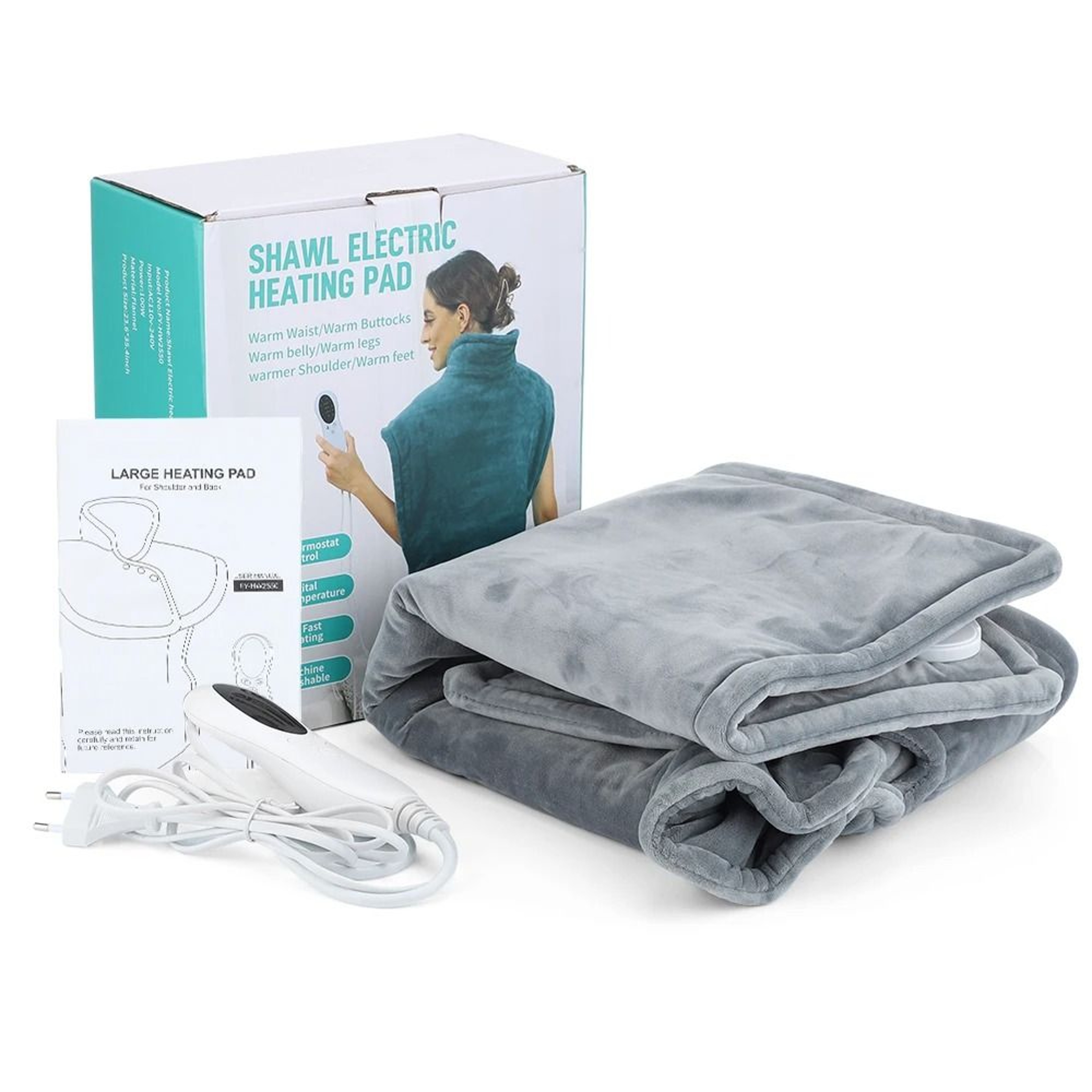 Electric Soft Heating Massage Shawl Blanket For Neck And Back With Adjustable Heat Settings 6