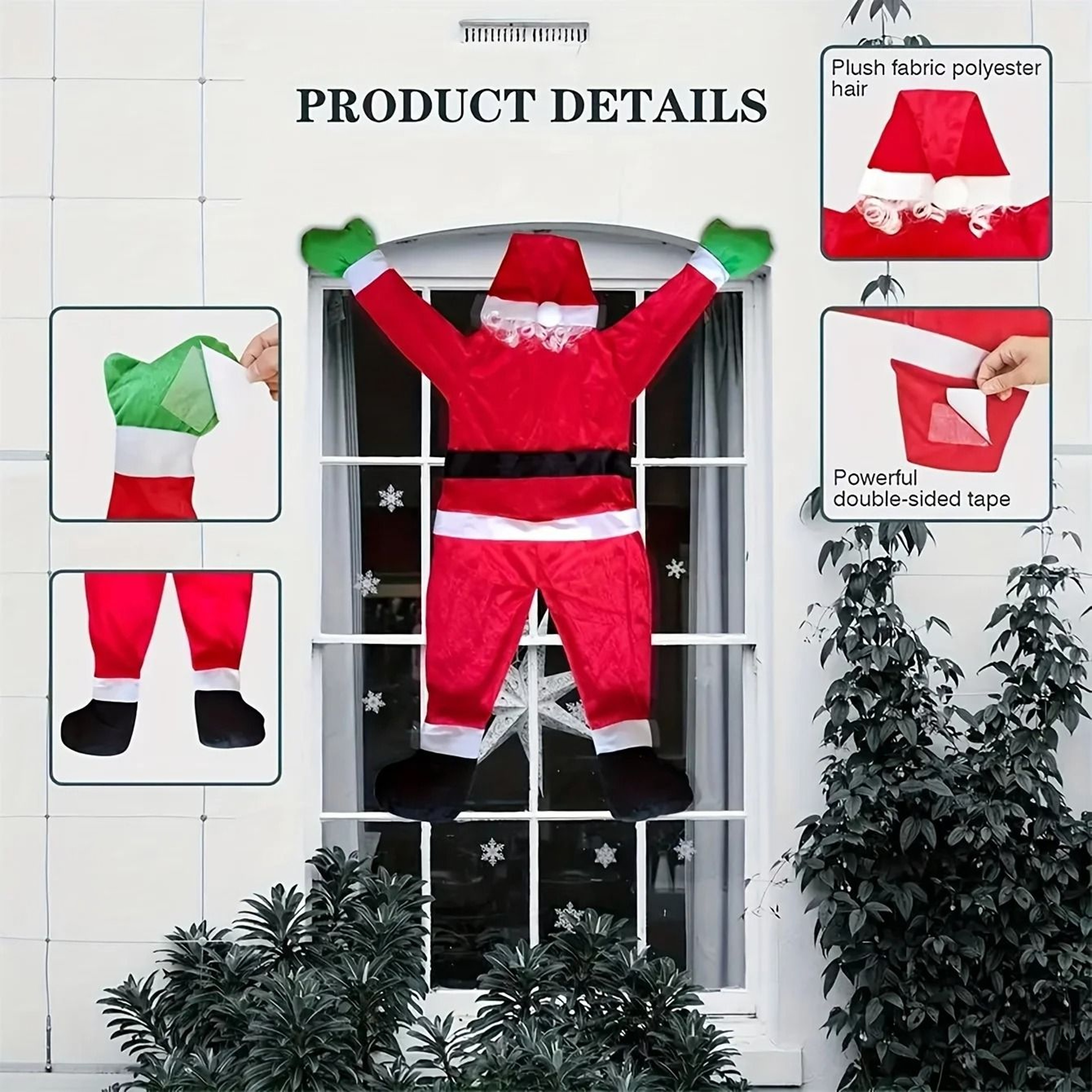 Climbing Santa Decor Large Polyester Santa For Indoor And Outdoor Christmas Decoration 4
