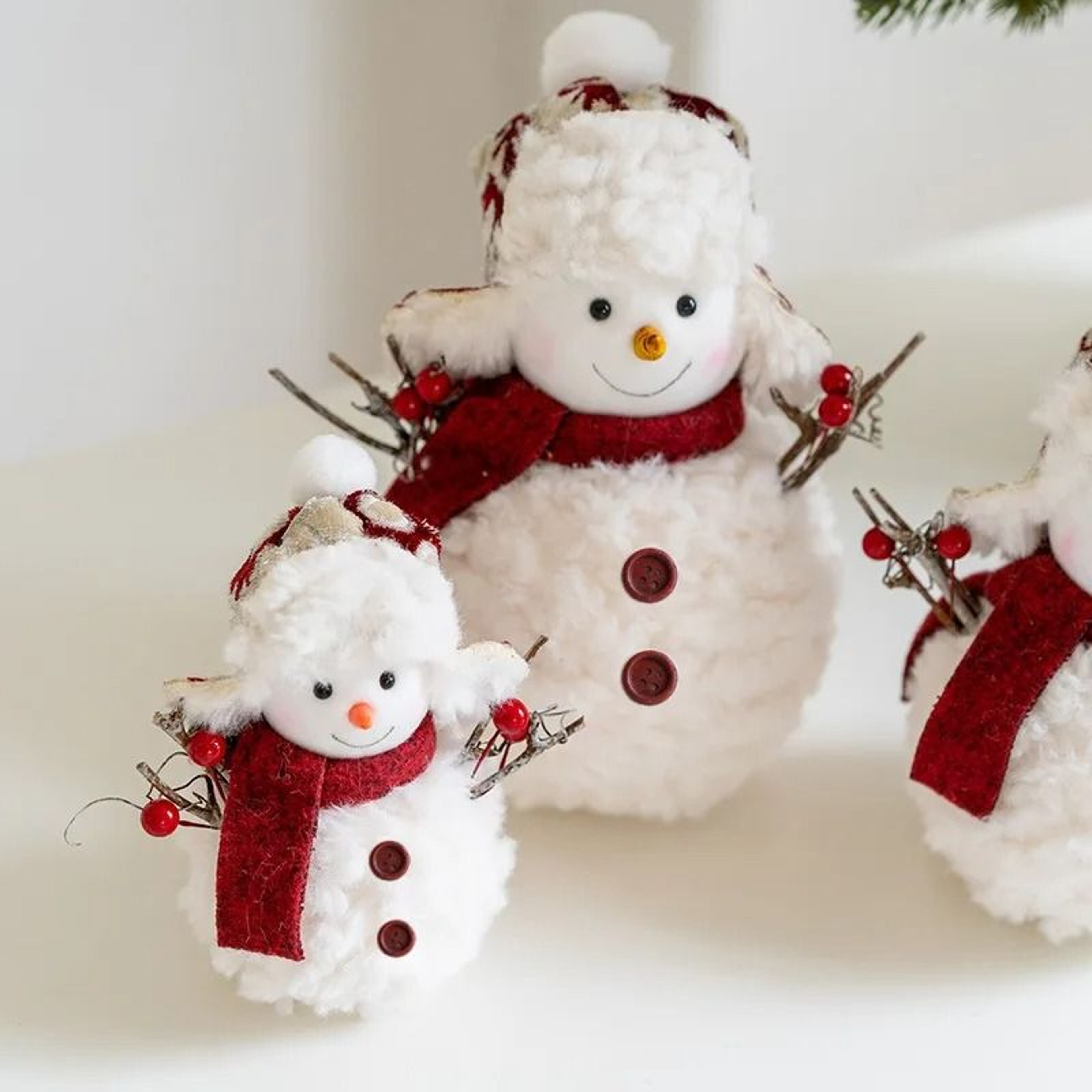 Cute Knitted Christmas Snowman Ornaments Pink And Red Fabric Home Decoration Gift 2