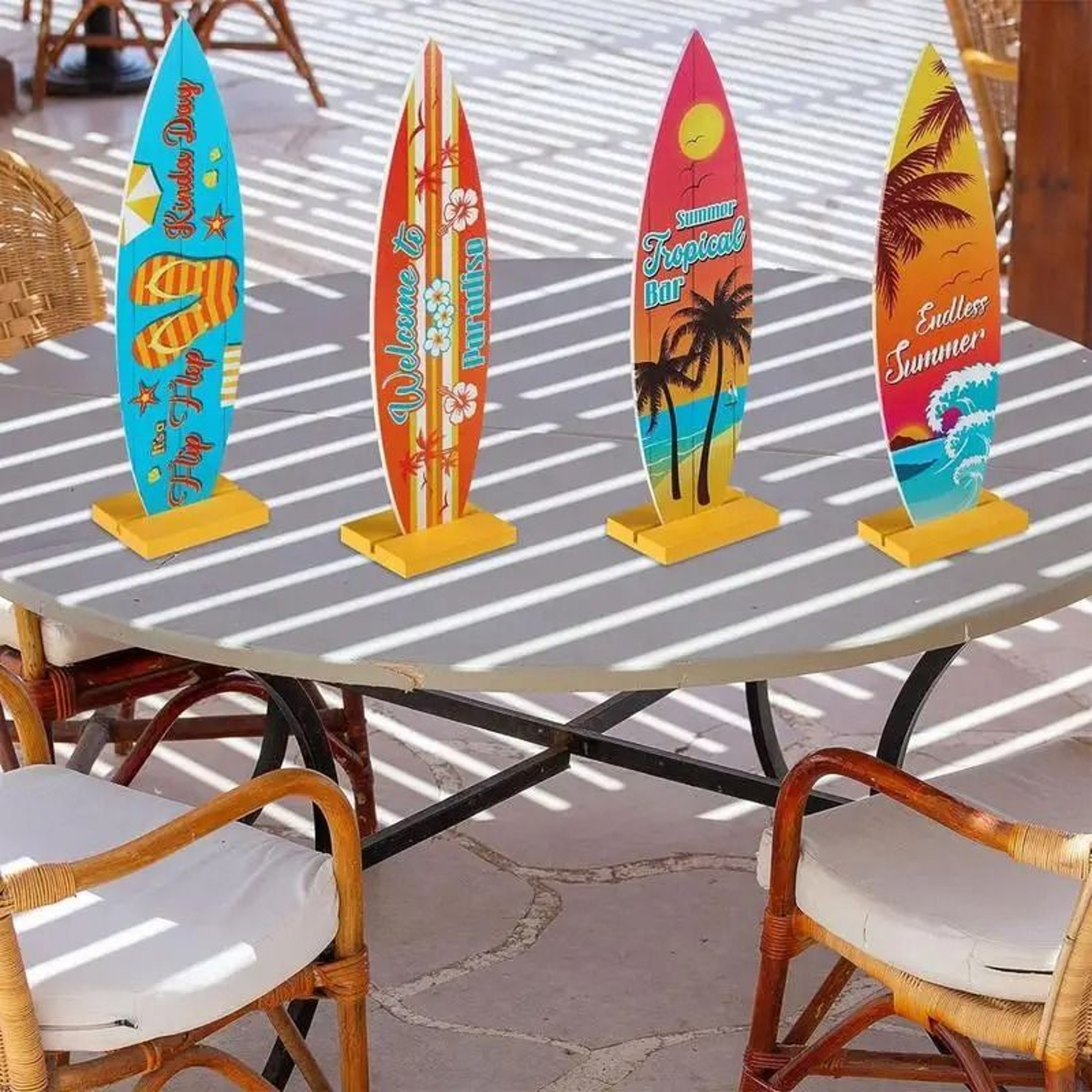Wooden Surfboard Decor Summer Beach Ocean Theme Ornament 1