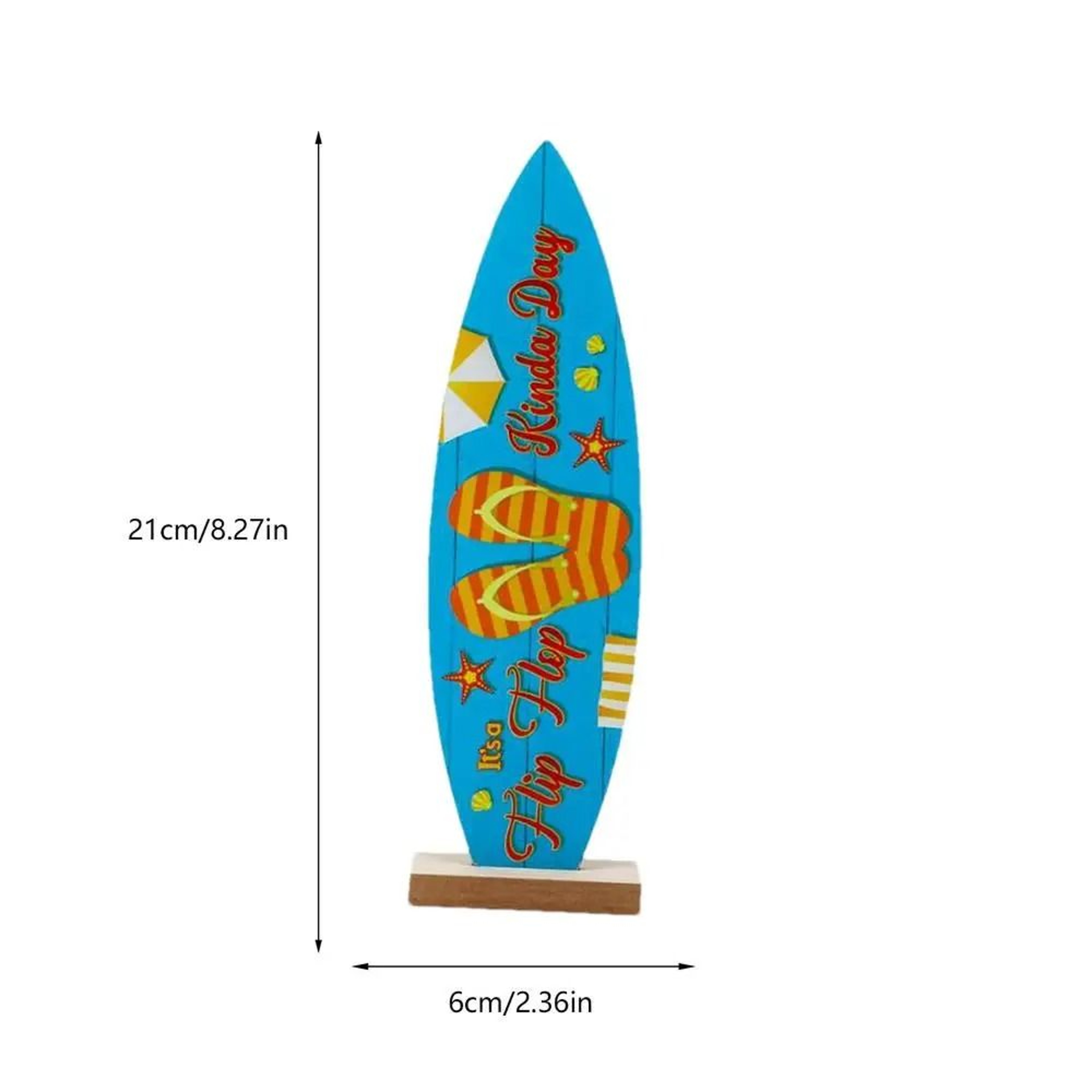 Wooden Surfboard Decor Summer Beach Ocean Theme Ornament 6