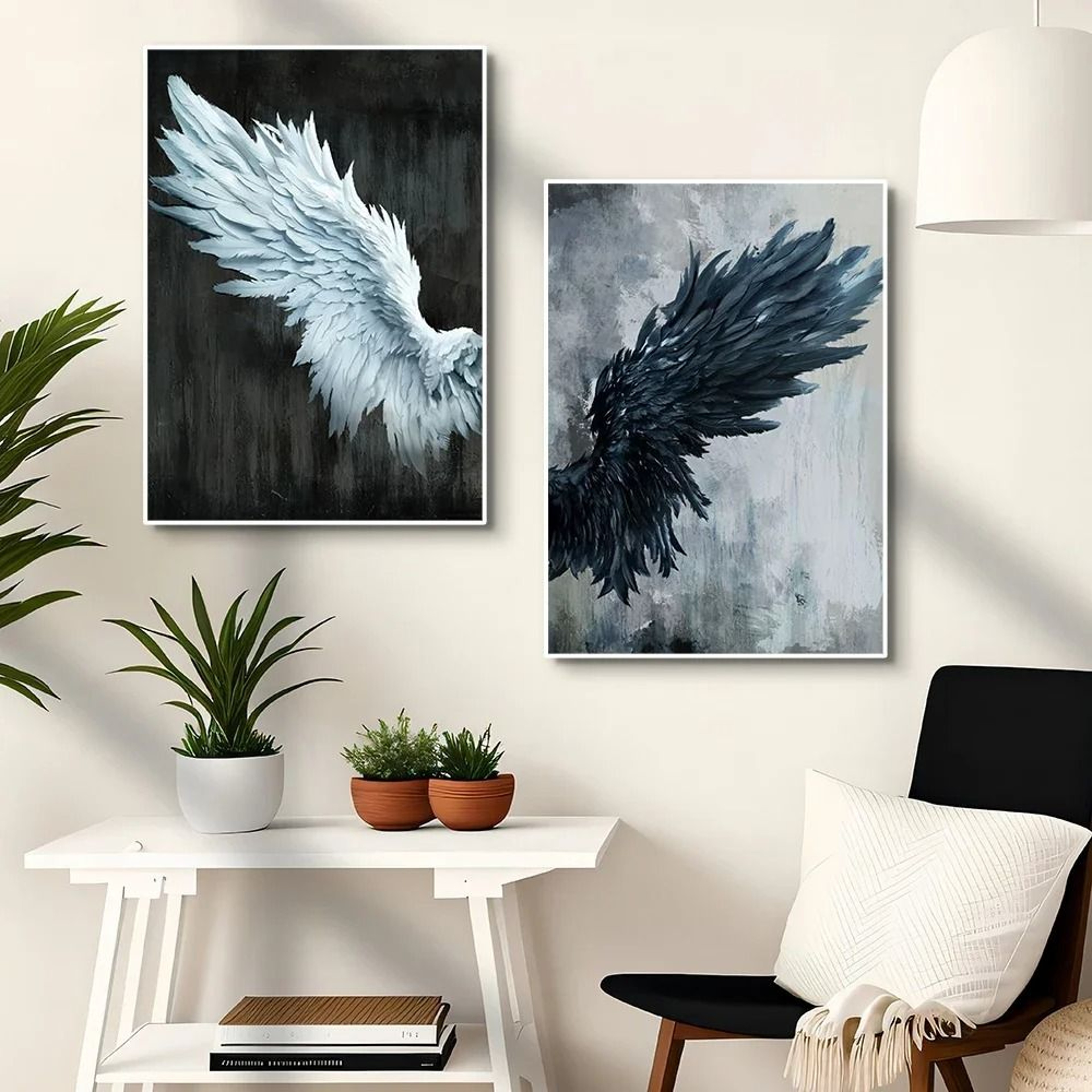 Black White Angel Wings Posters Canvas Abstract Wall Decoration 3