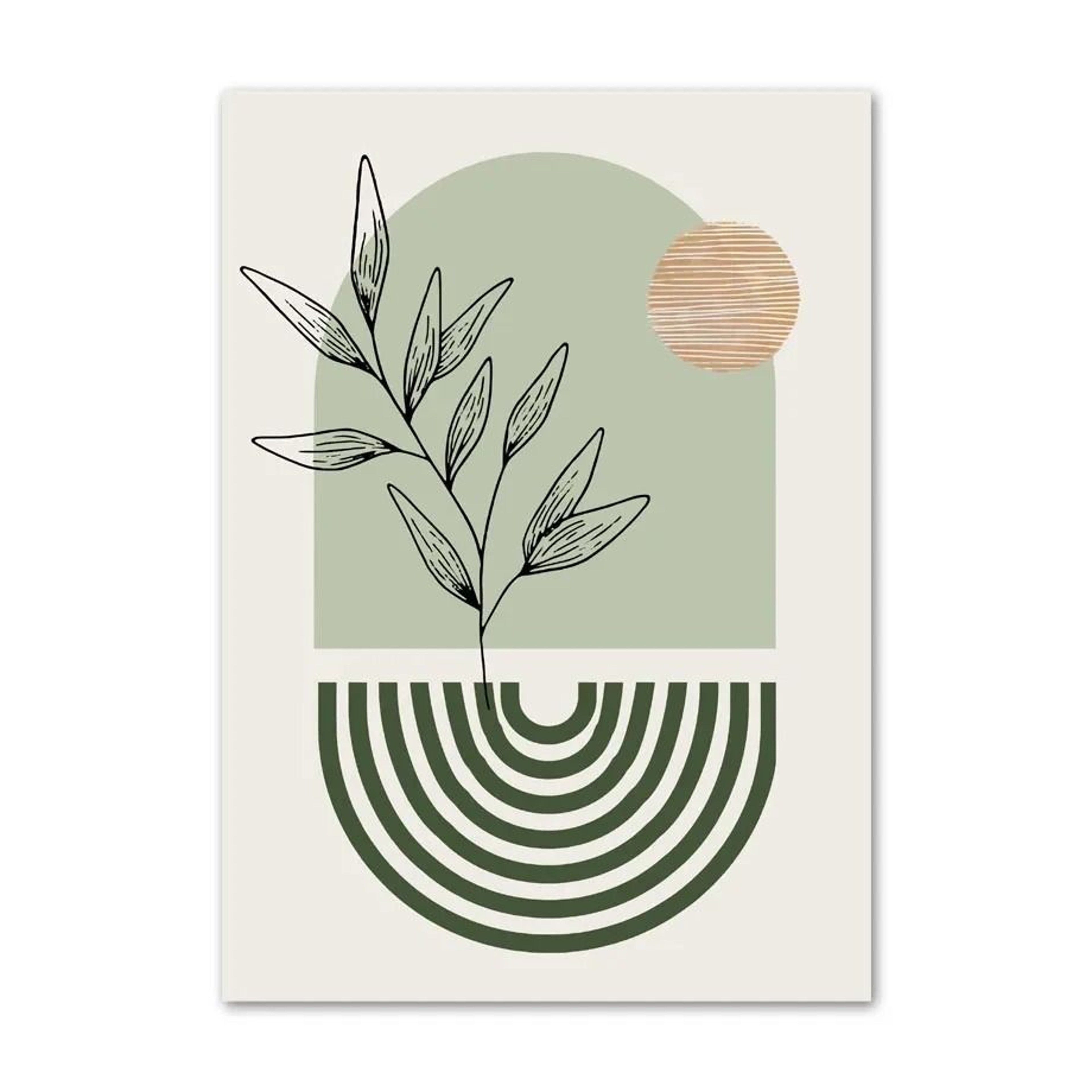 Boho Sage Green Plants Abstract Geometric Wall Art Canvas Decoration 9