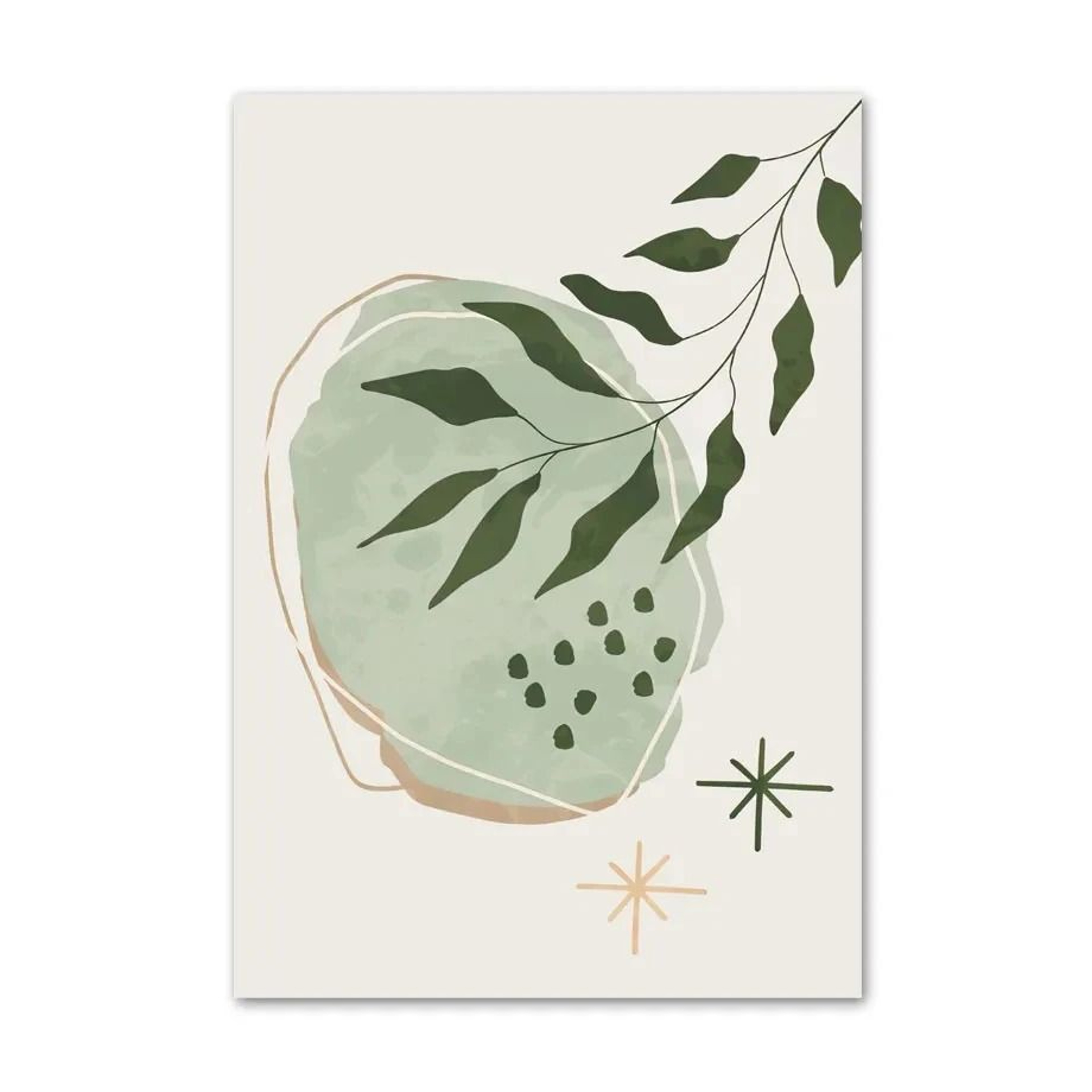 Boho Sage Green Plants Abstract Geometric Wall Art Canvas Decoration 11