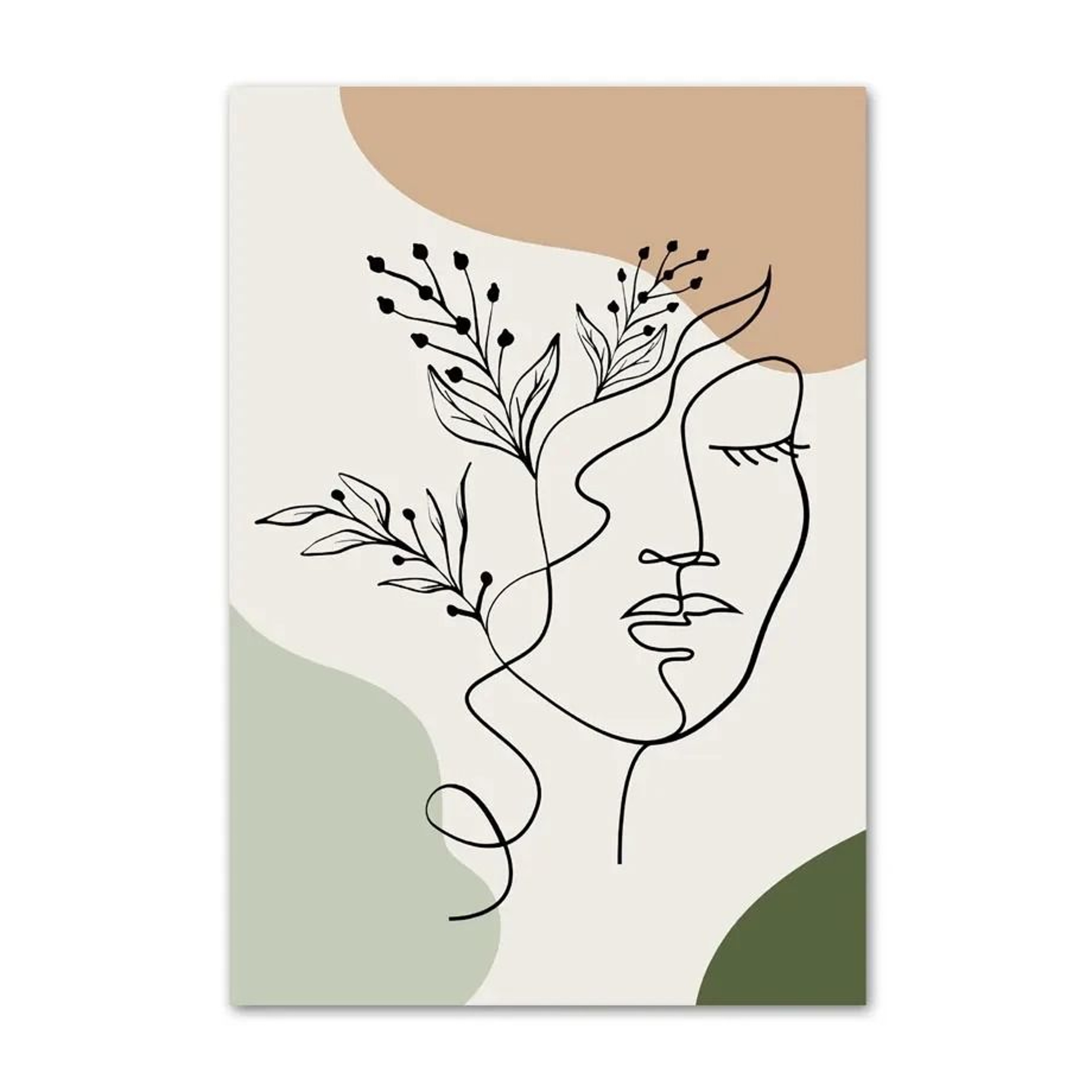 Boho Sage Green Plants Abstract Geometric Wall Art Canvas Decoration 14