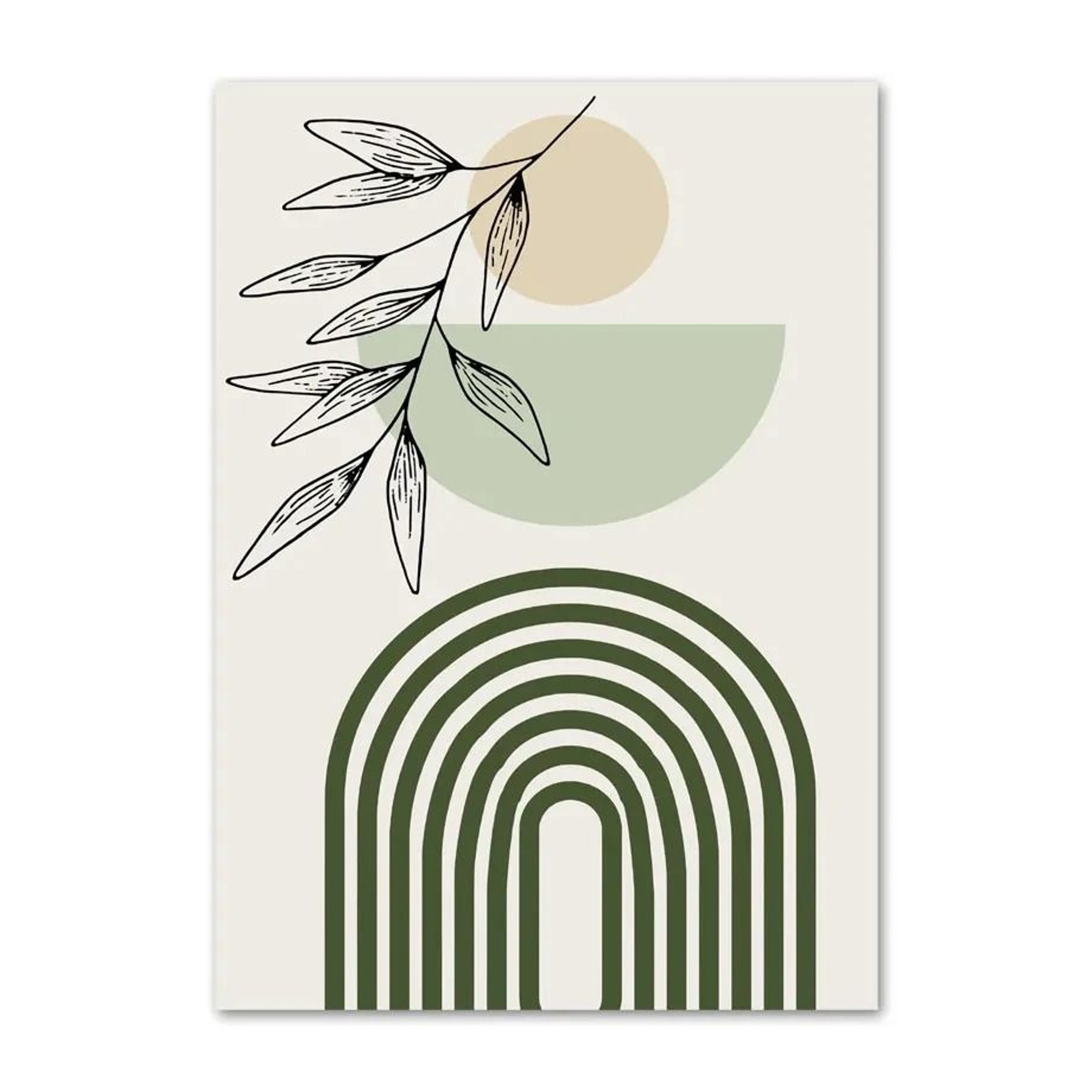 Boho Sage Green Plants Abstract Geometric Wall Art Canvas Decoration 8