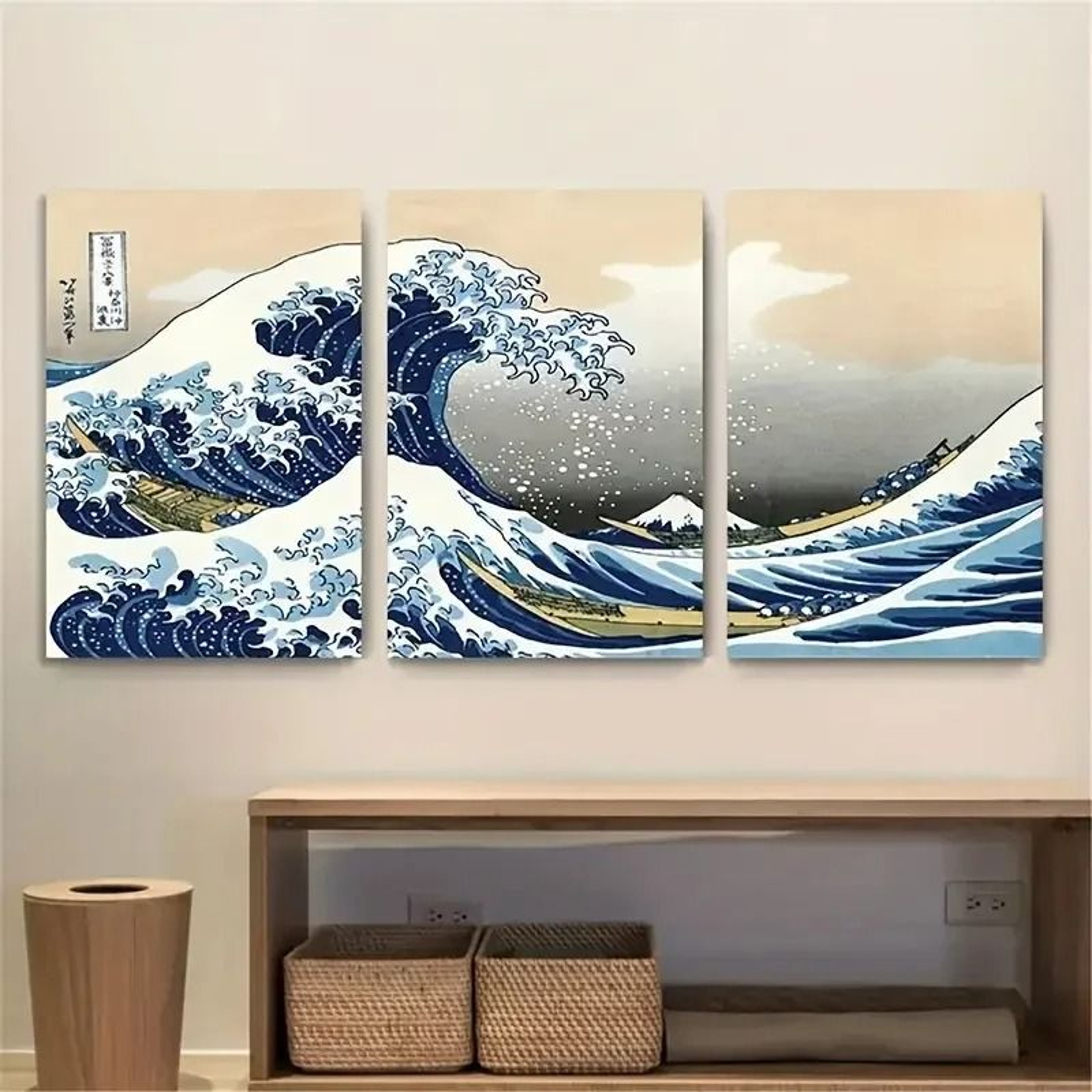 Japanese Style Canvas Print Poster Set Waves Of Kanagawa Wall Art 4