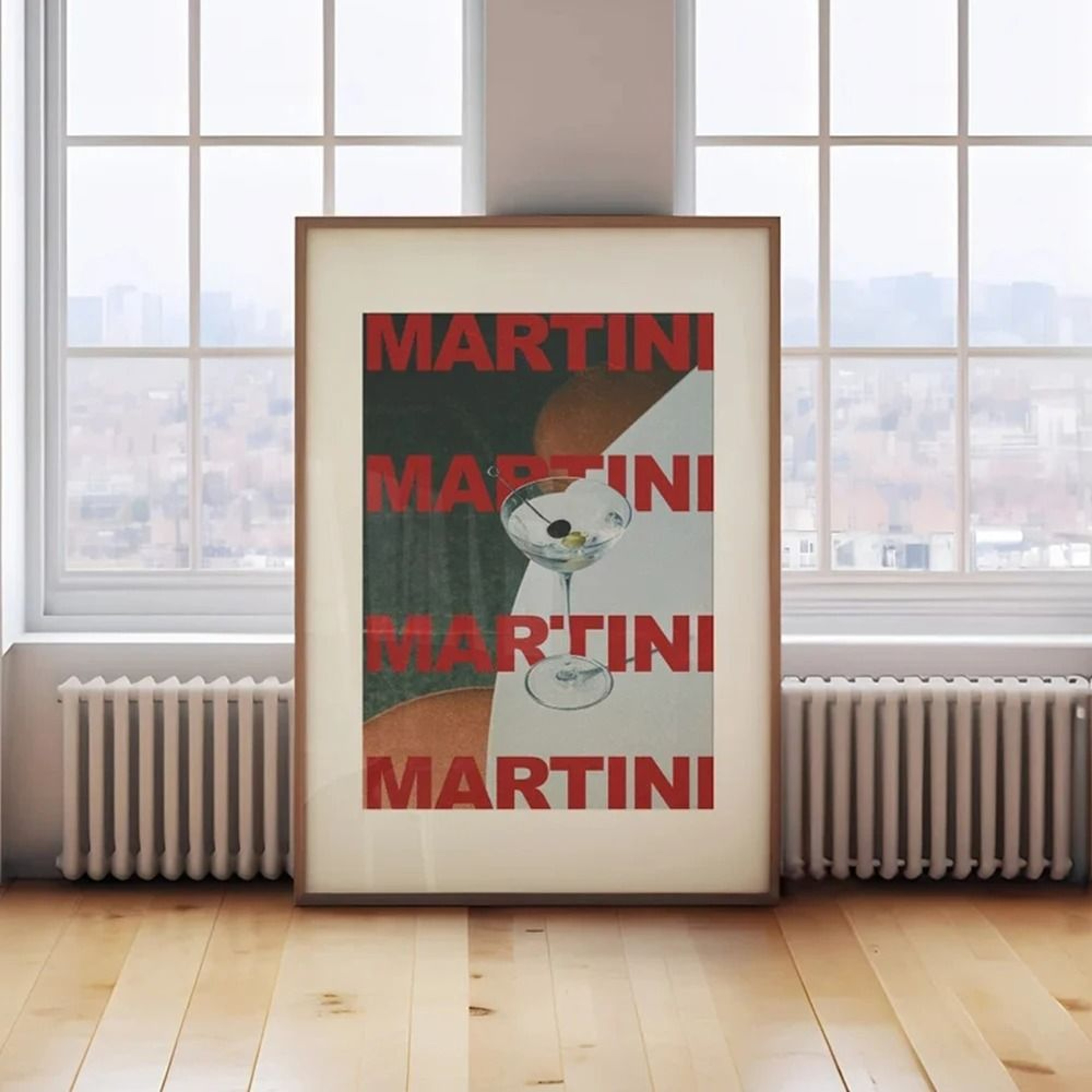 Modern Retro Martini Cocktail Canvas Wall Decoration 1