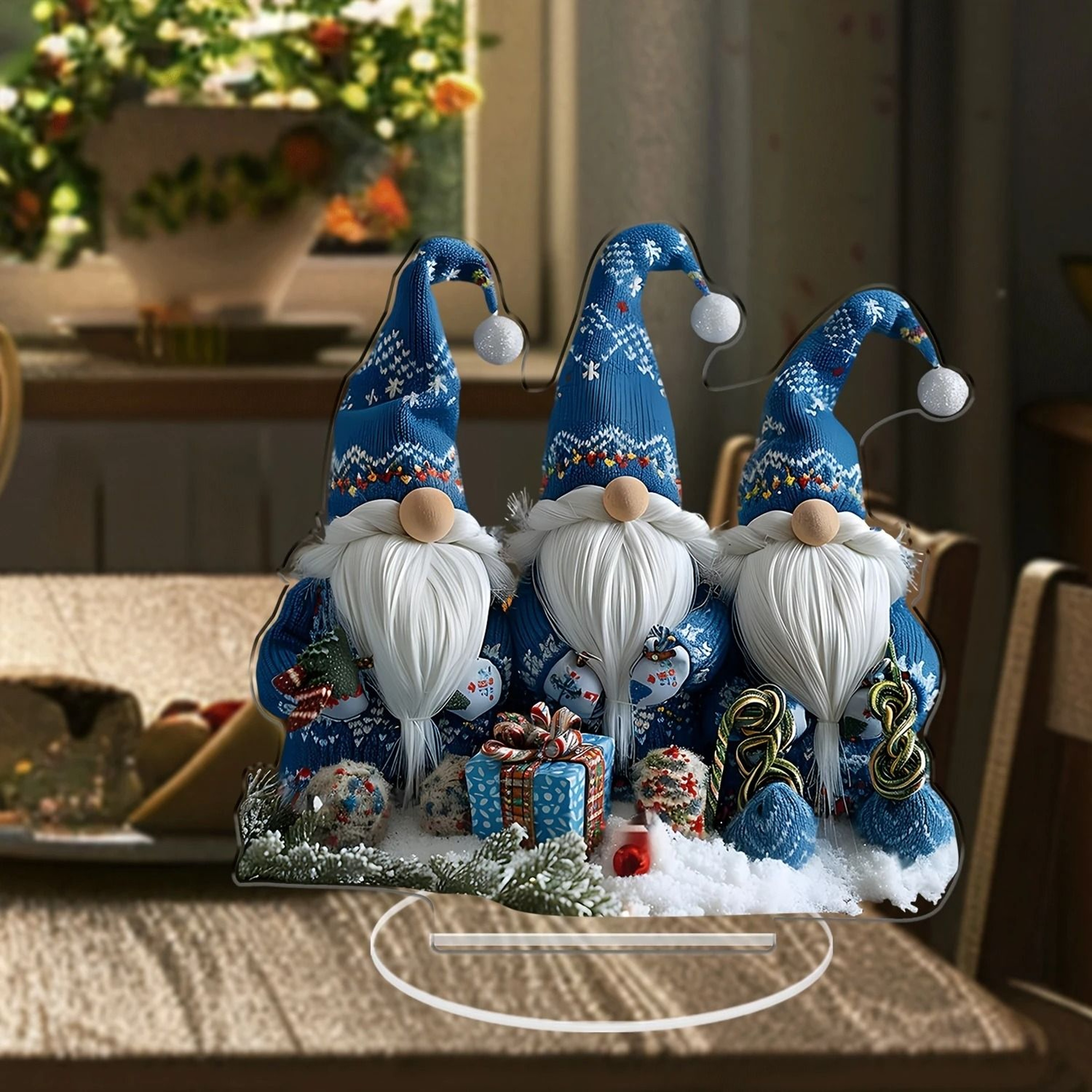 Festive Acrylic Christmas Gnomes Tabletop Decor Set 3 Pcs 4