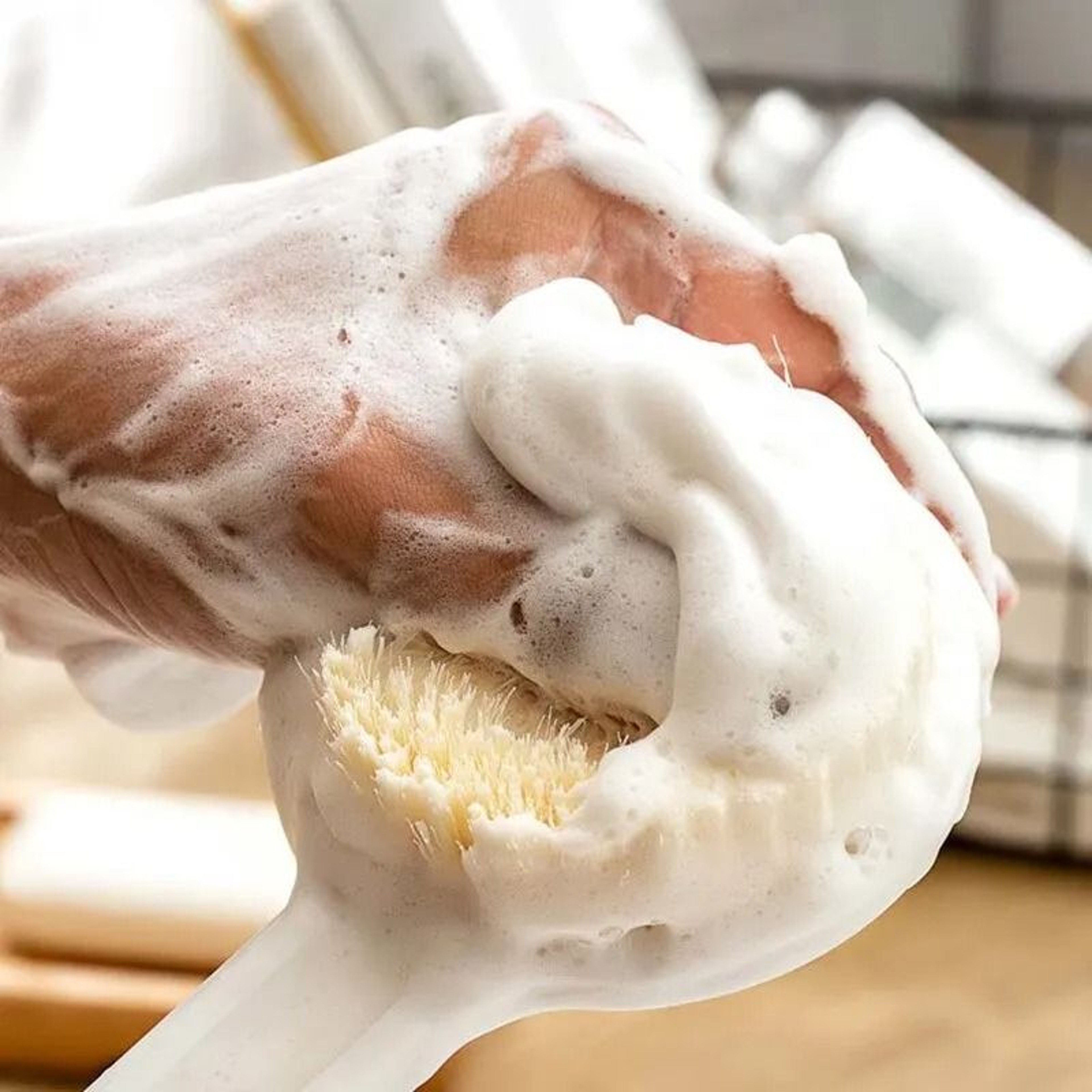 Japanese Bath Brush Long Handle Soft Hair Body Scrub Brush 3