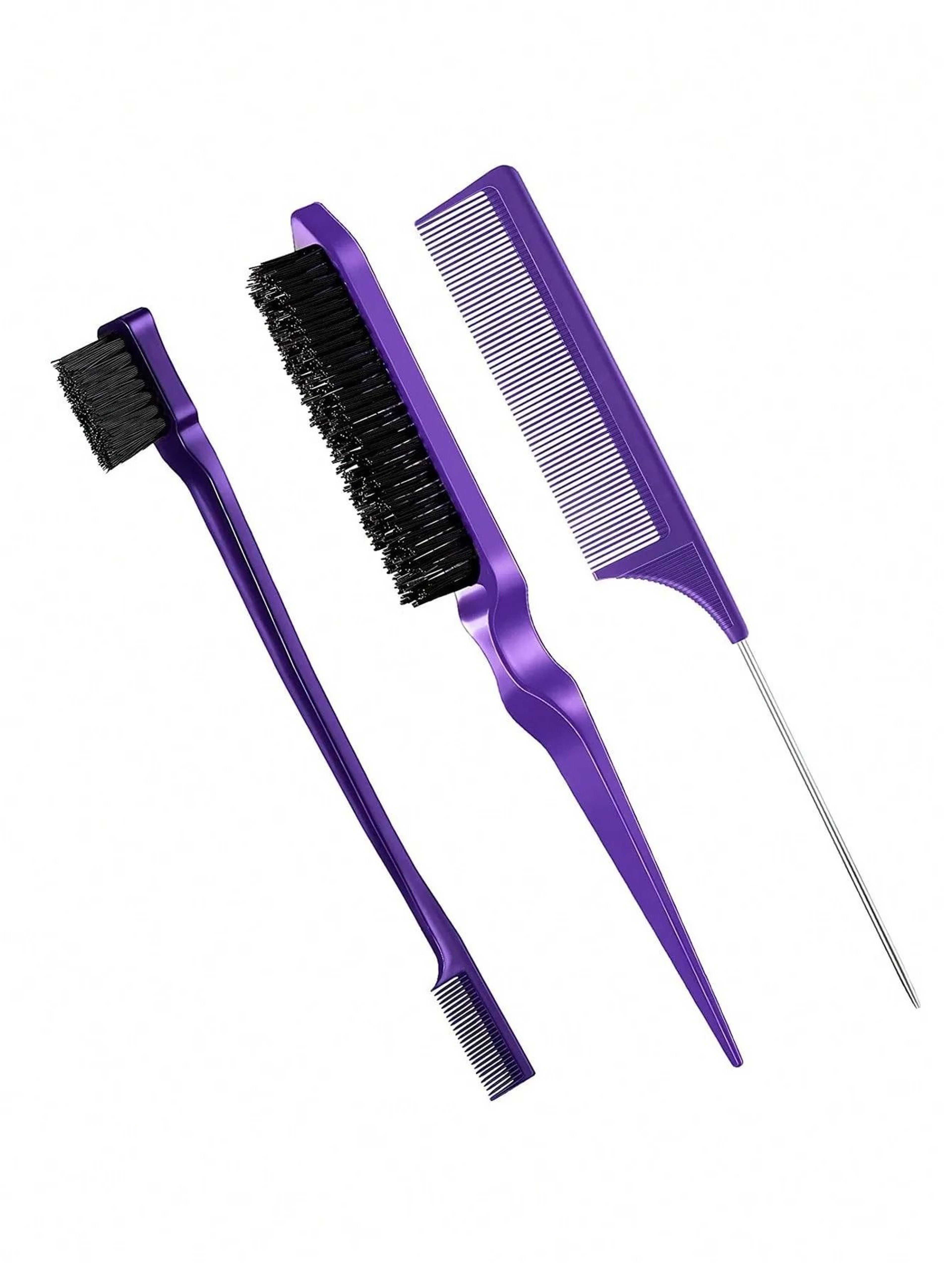 Three Piece Styling Comb Set With Edge Brush And Tail Comb For Salon Hair And Wig Styling 6