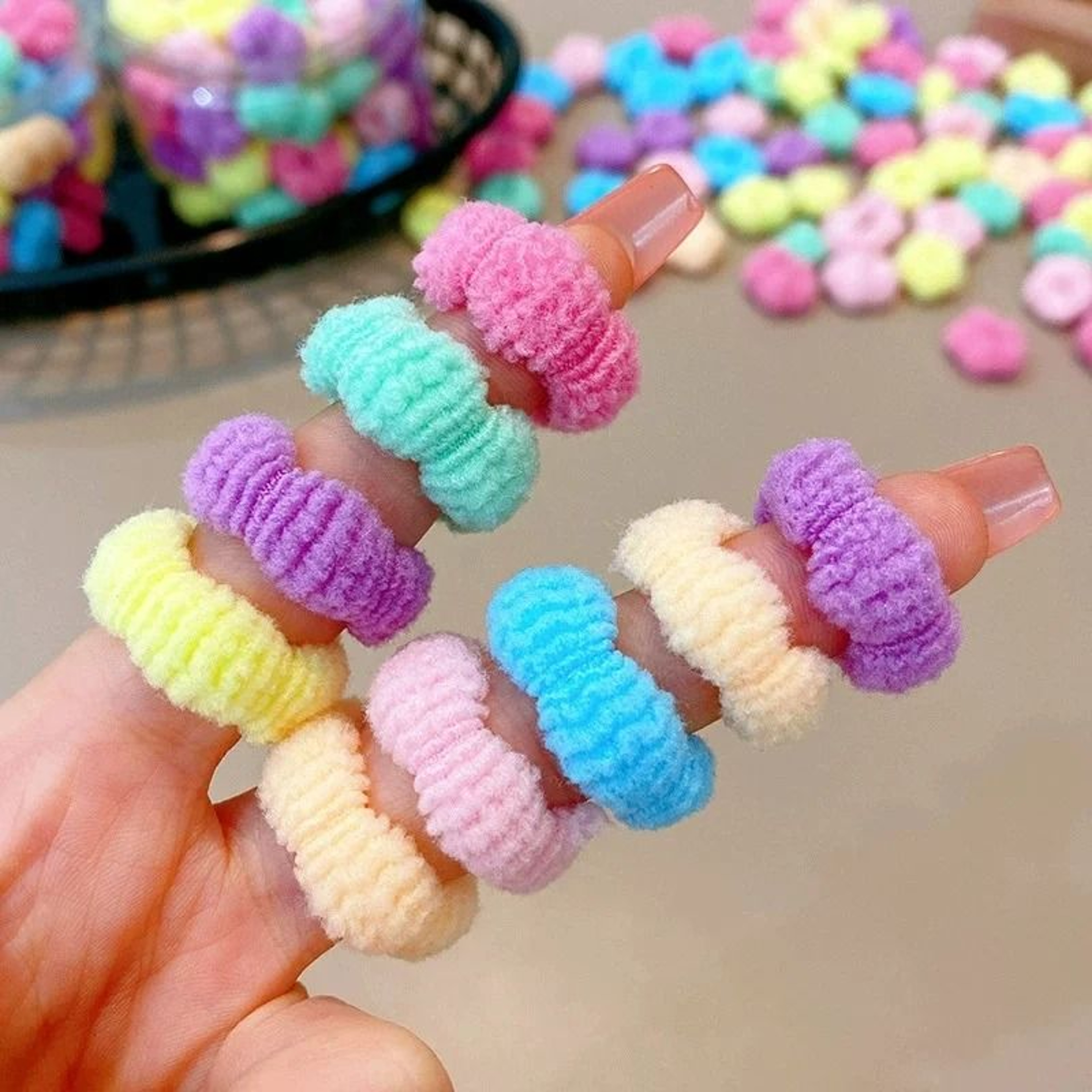 Children Elastic Hair Bands  Colorful Soft Ponytail Holders For Kids 2