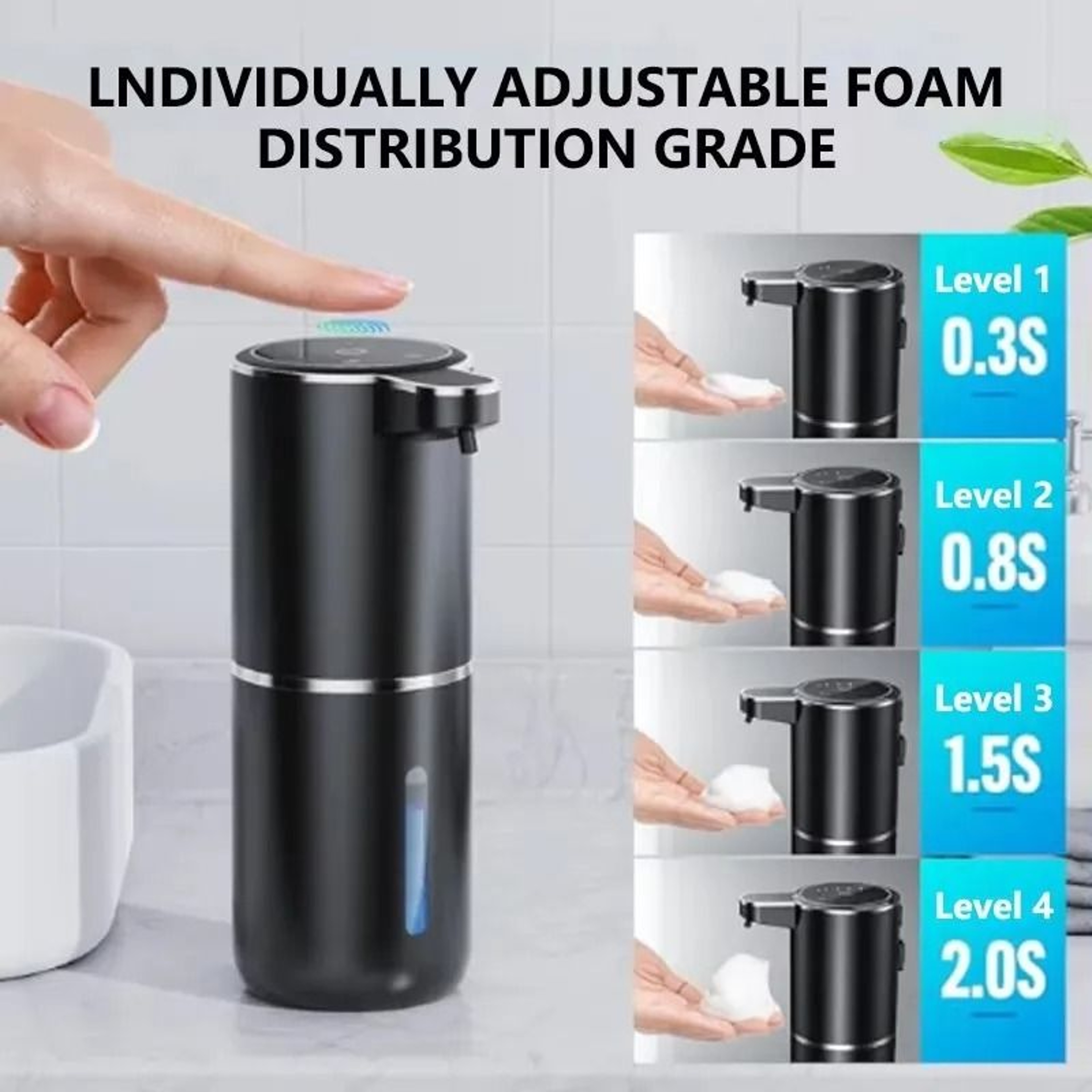Automatic Soap Dispenser Touchless Foaming Dispenser 380ml USB Rechargeable Electric Foam Dispenser 8