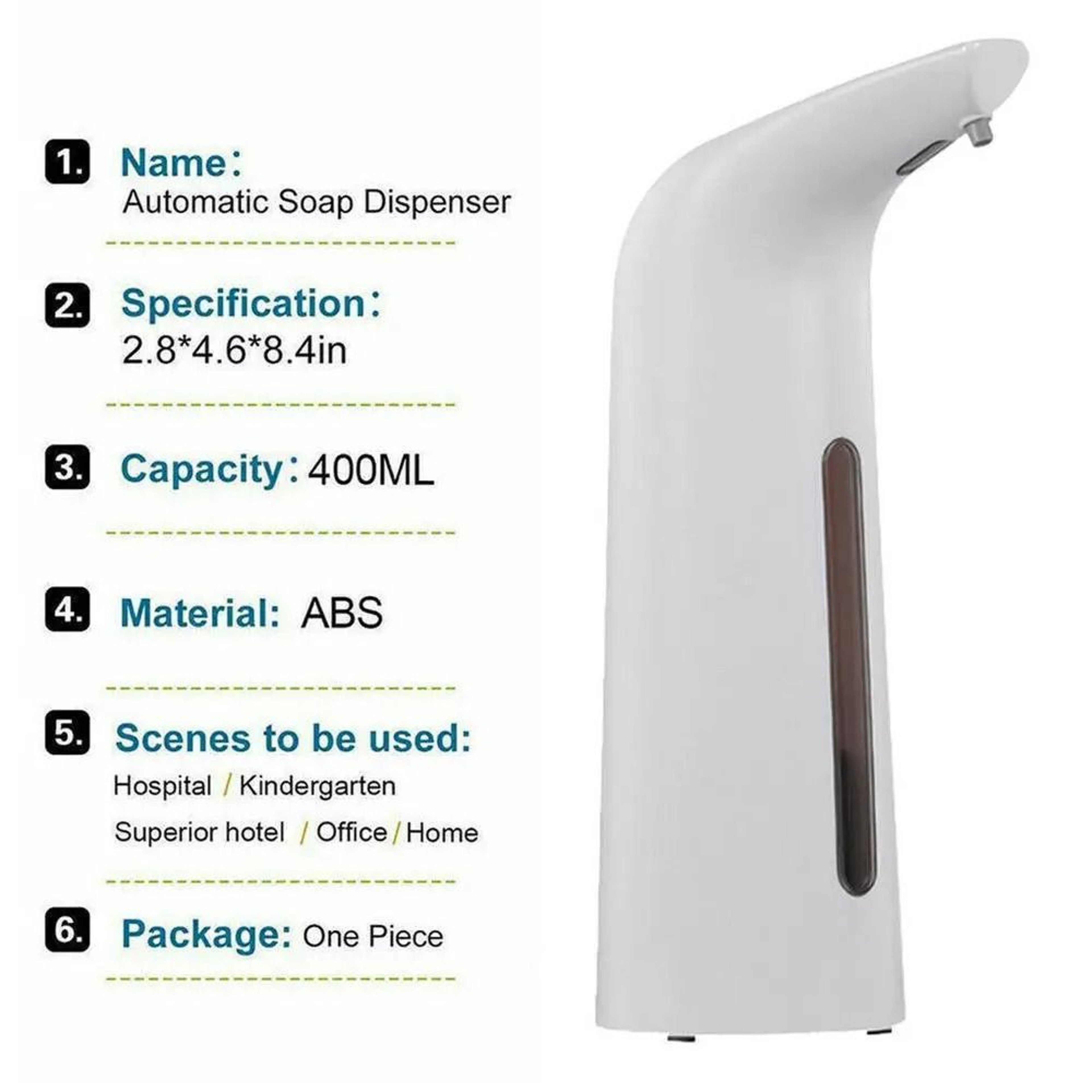 Automatic Soap Sanitiser Dispenser Handsfree Infrared Sensor 400ml Touchless Countertop Dispenser 3