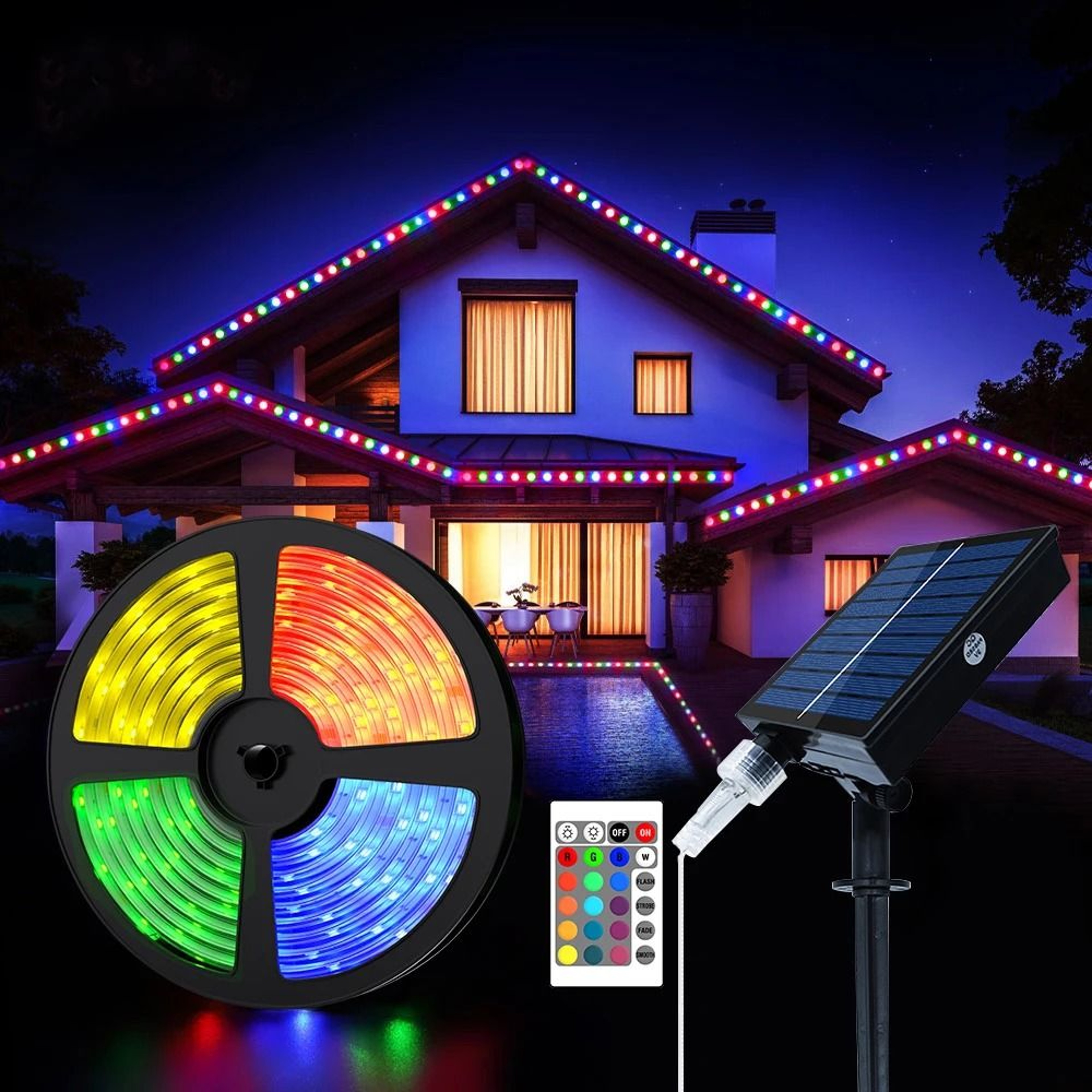 5050 RGB Solar Strip Outdoor LED Color Decorative String Light For Garden And Home 0