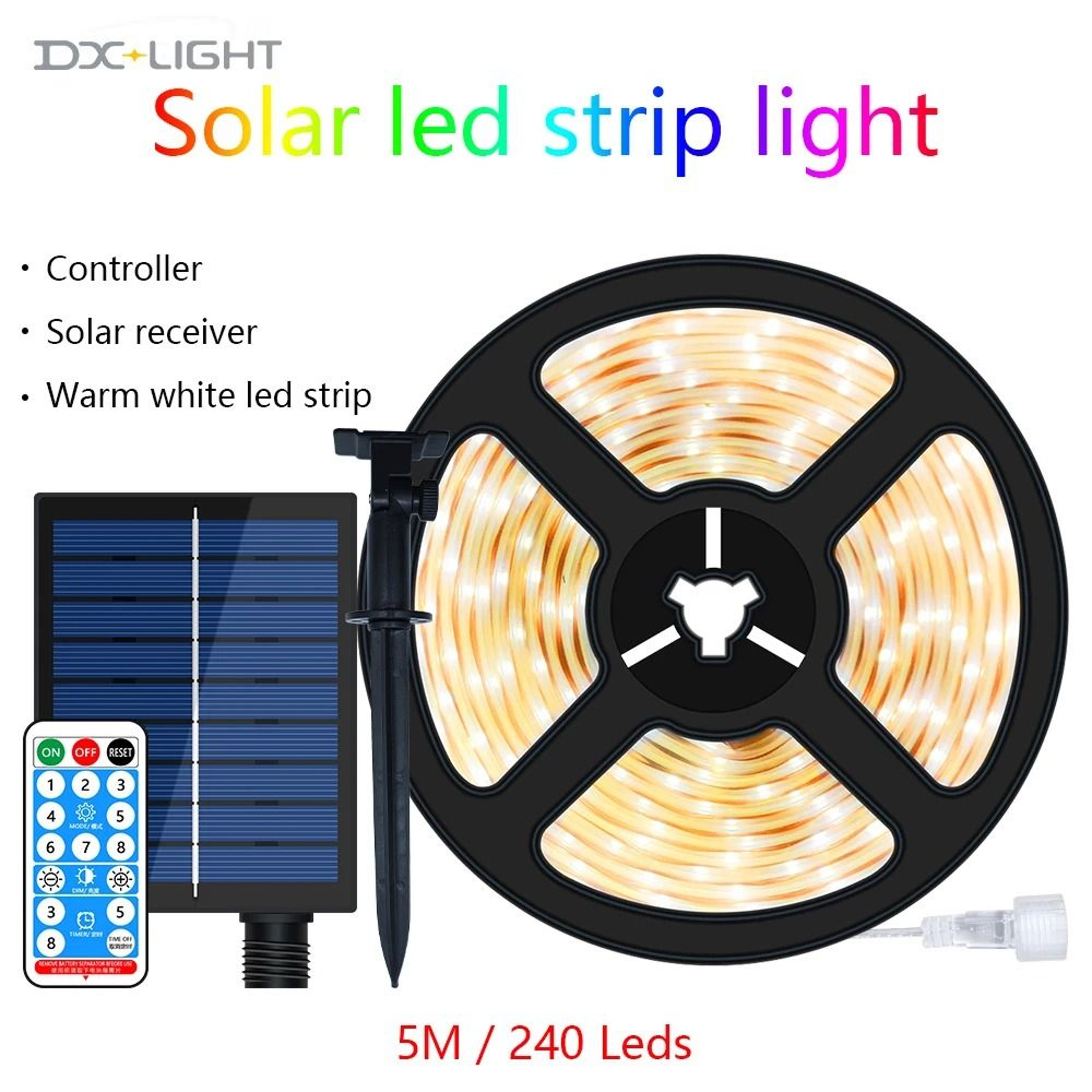 5050 RGB Solar Strip Outdoor LED Color Decorative String Light For Garden And Home 6