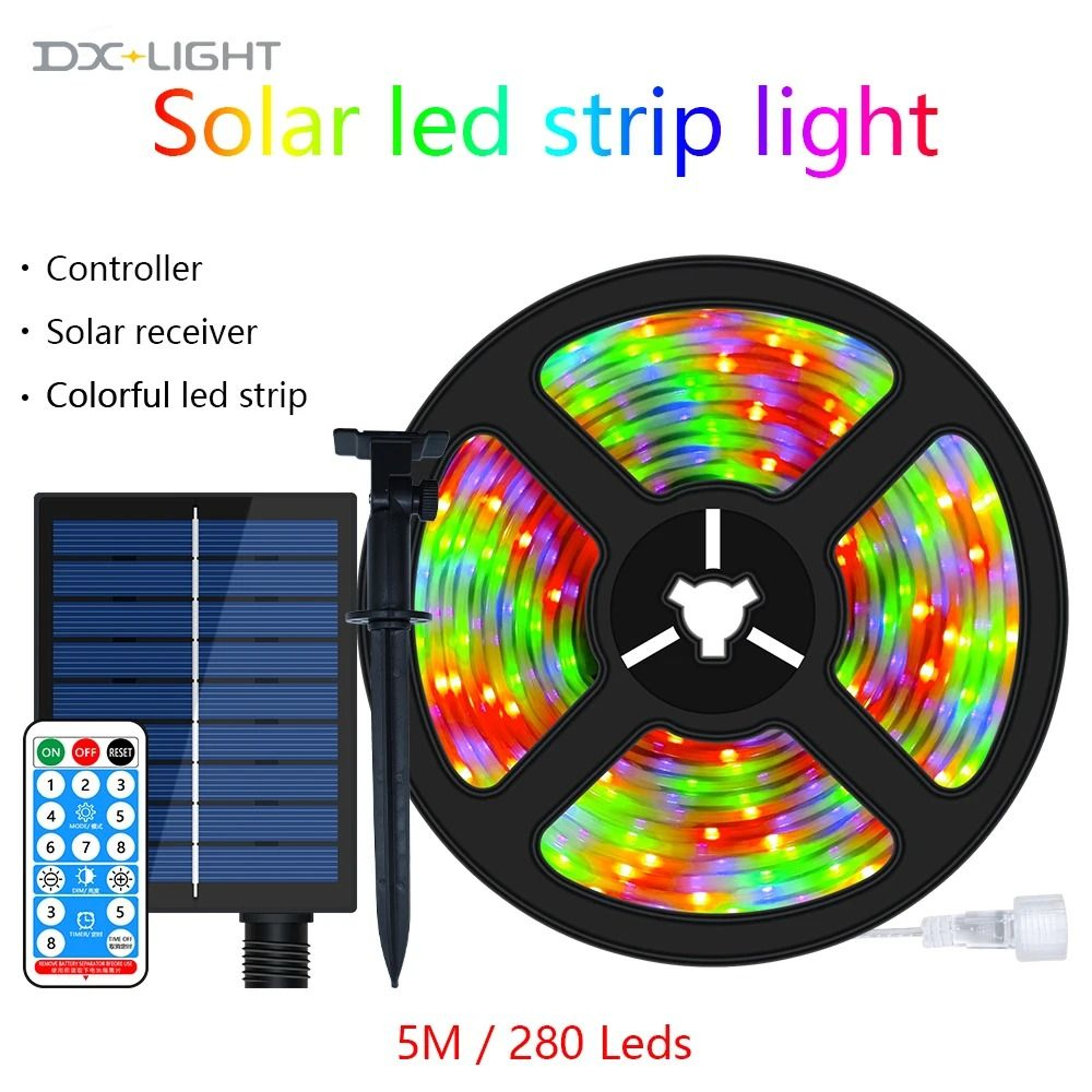 5050 RGB Solar Strip Outdoor LED Color Decorative String Light For Garden And Home 7