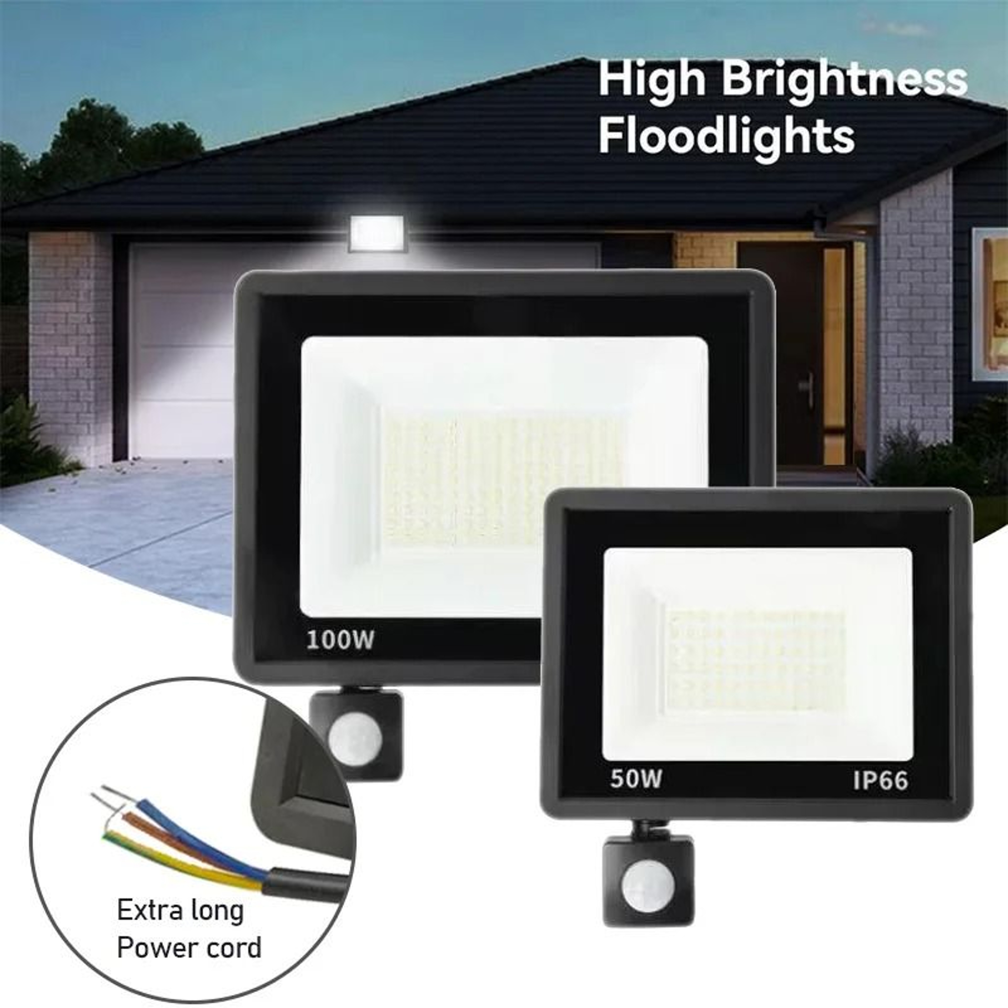 LED Outdoor Floodlight With Or Without Motion Sensor Waterproof Garden Wall Light 0