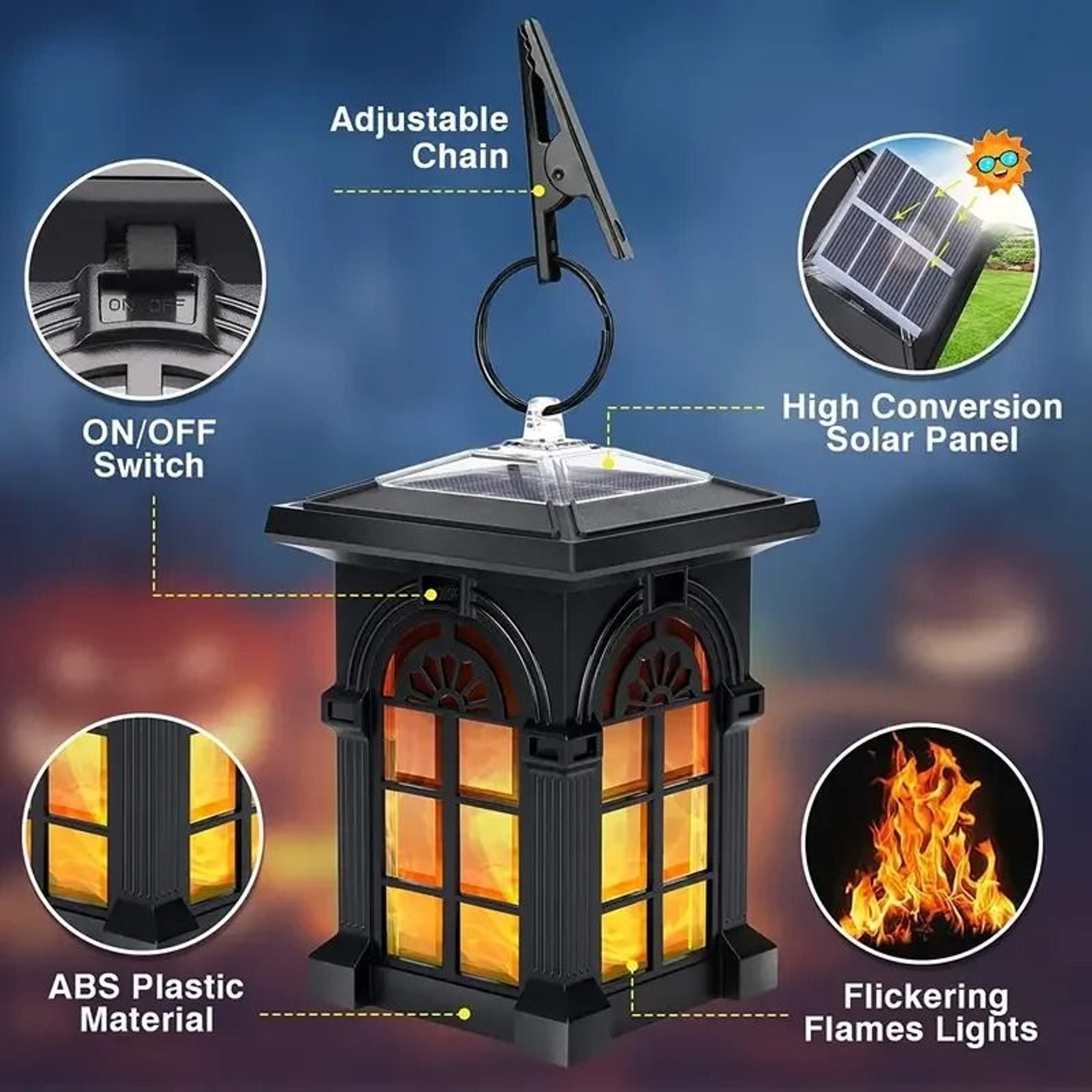 Mini Solar Lantern Flickering Flame Outdoor Lights 3