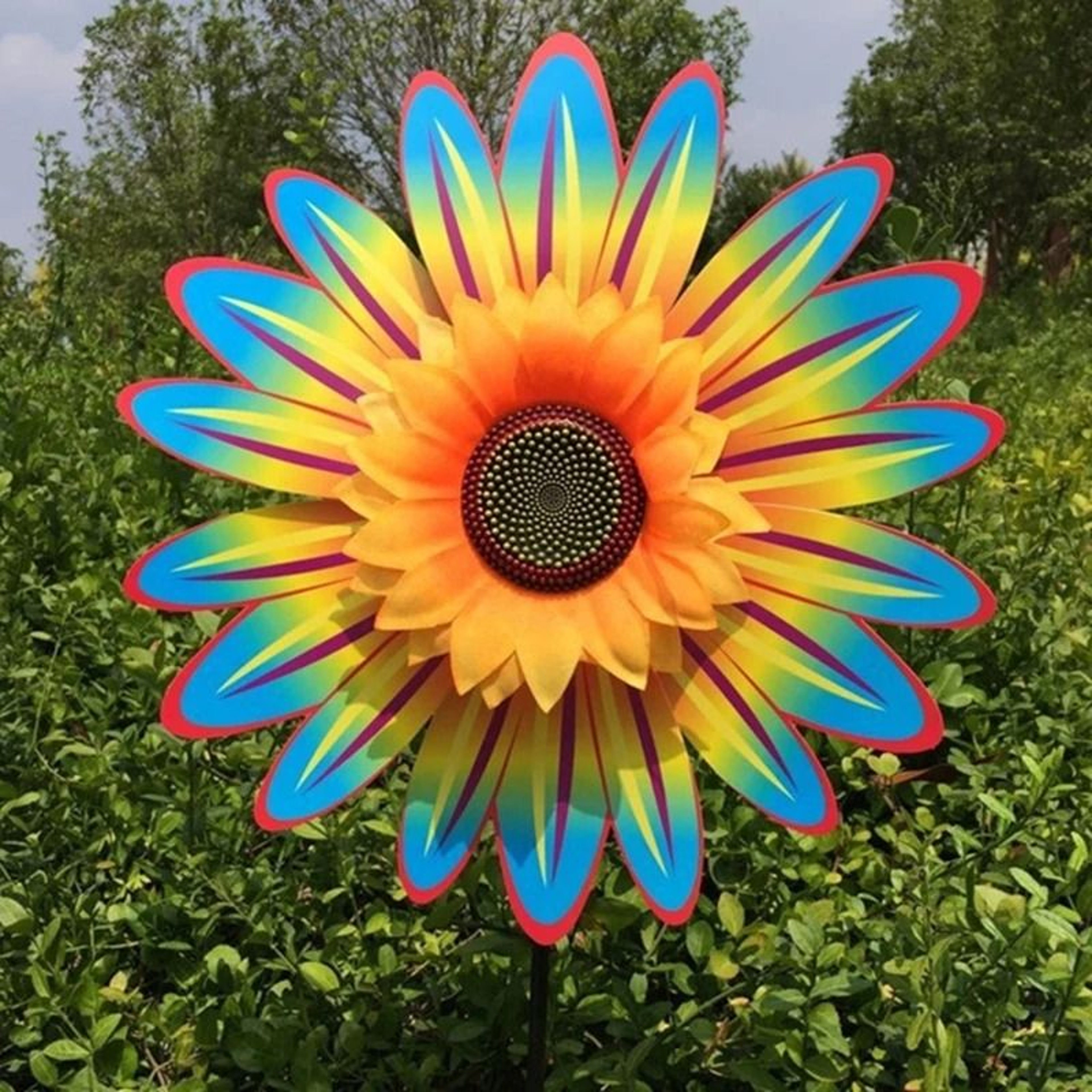 Colorful Sunflower Windmill Pinwheel Garden Spinner 2