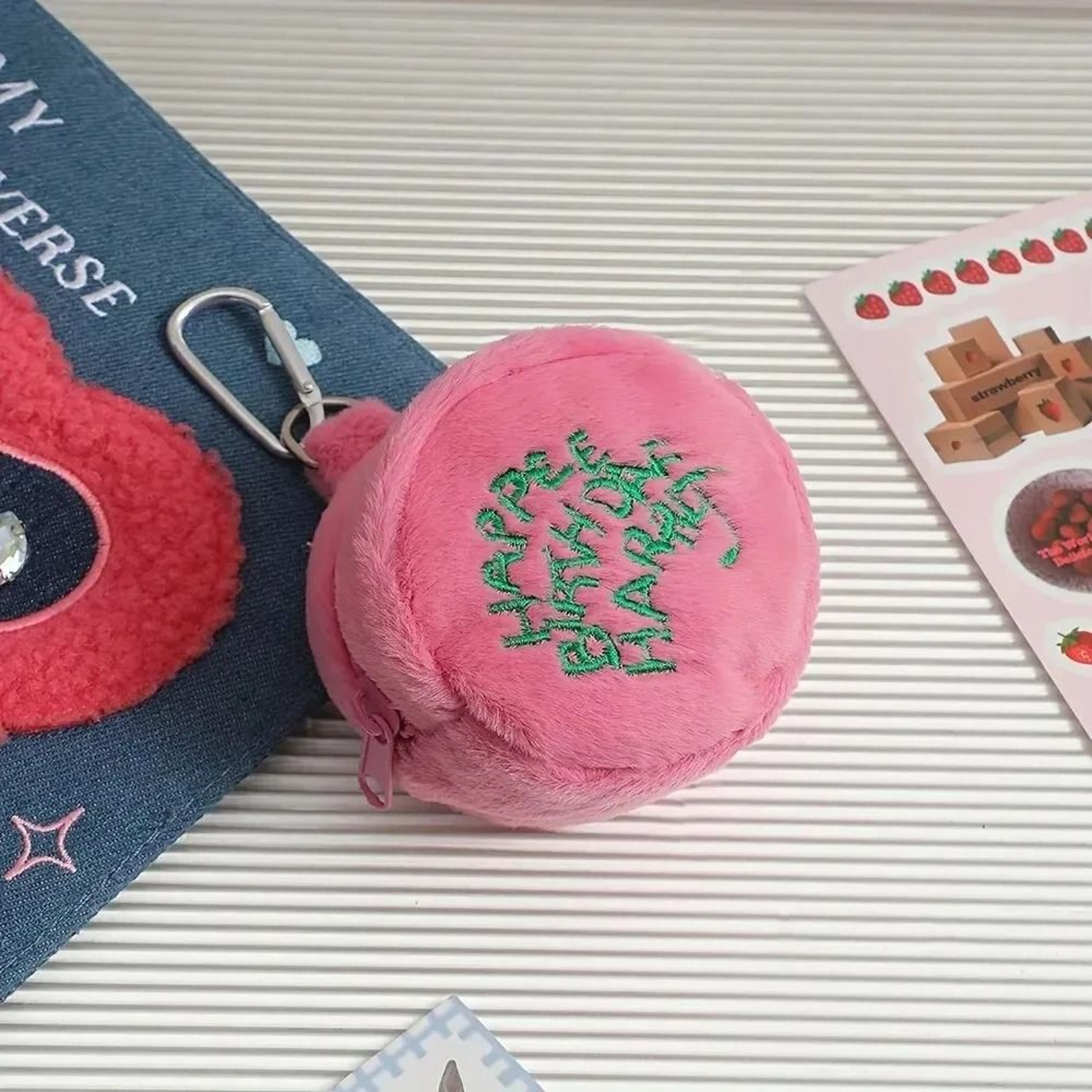 Pink Mini Coin Purse Plush Storage Bag Cute Portable Pouch 2
