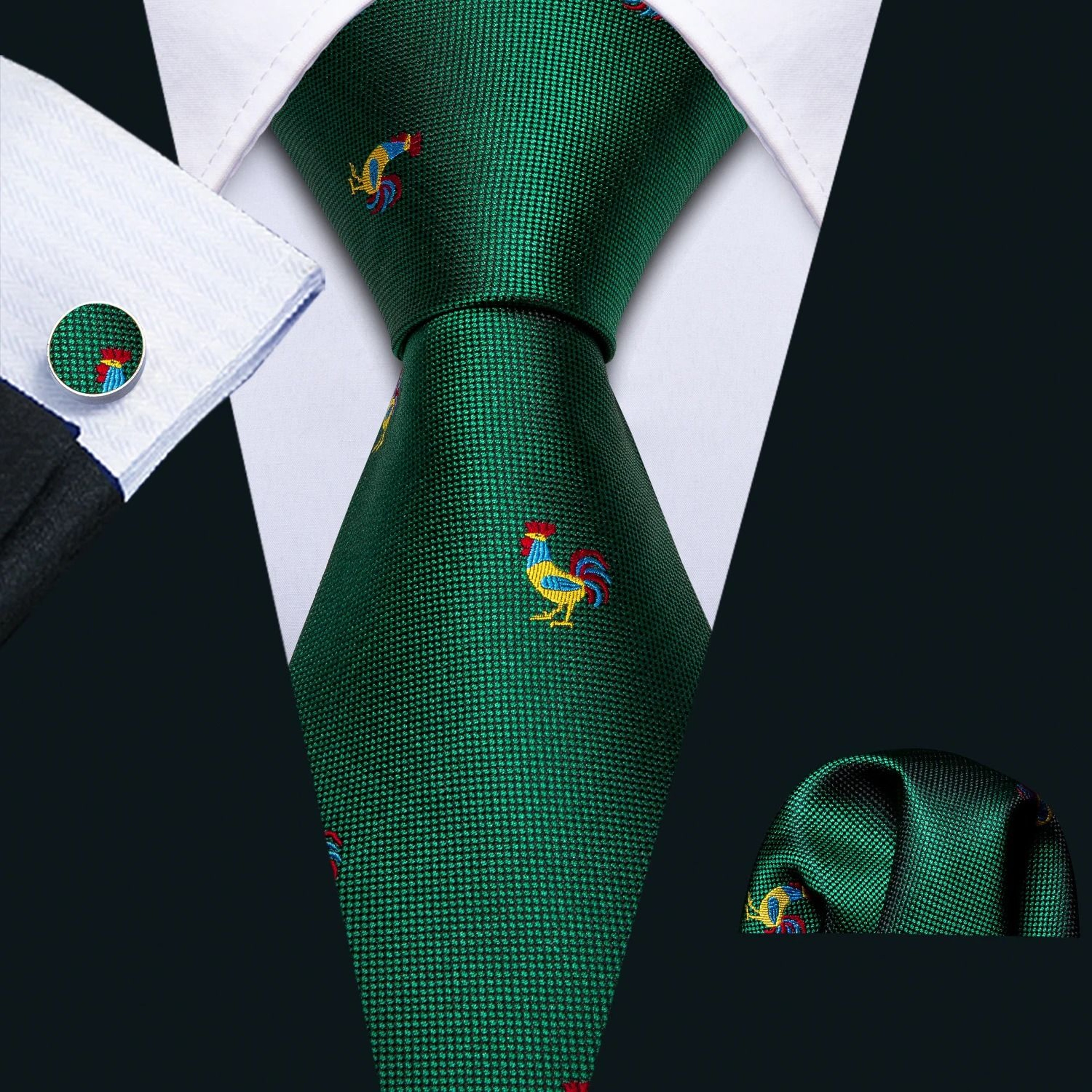 Purple Silk Bat Pattern Men Tie Set With Pocket Square And Cufflinks 14