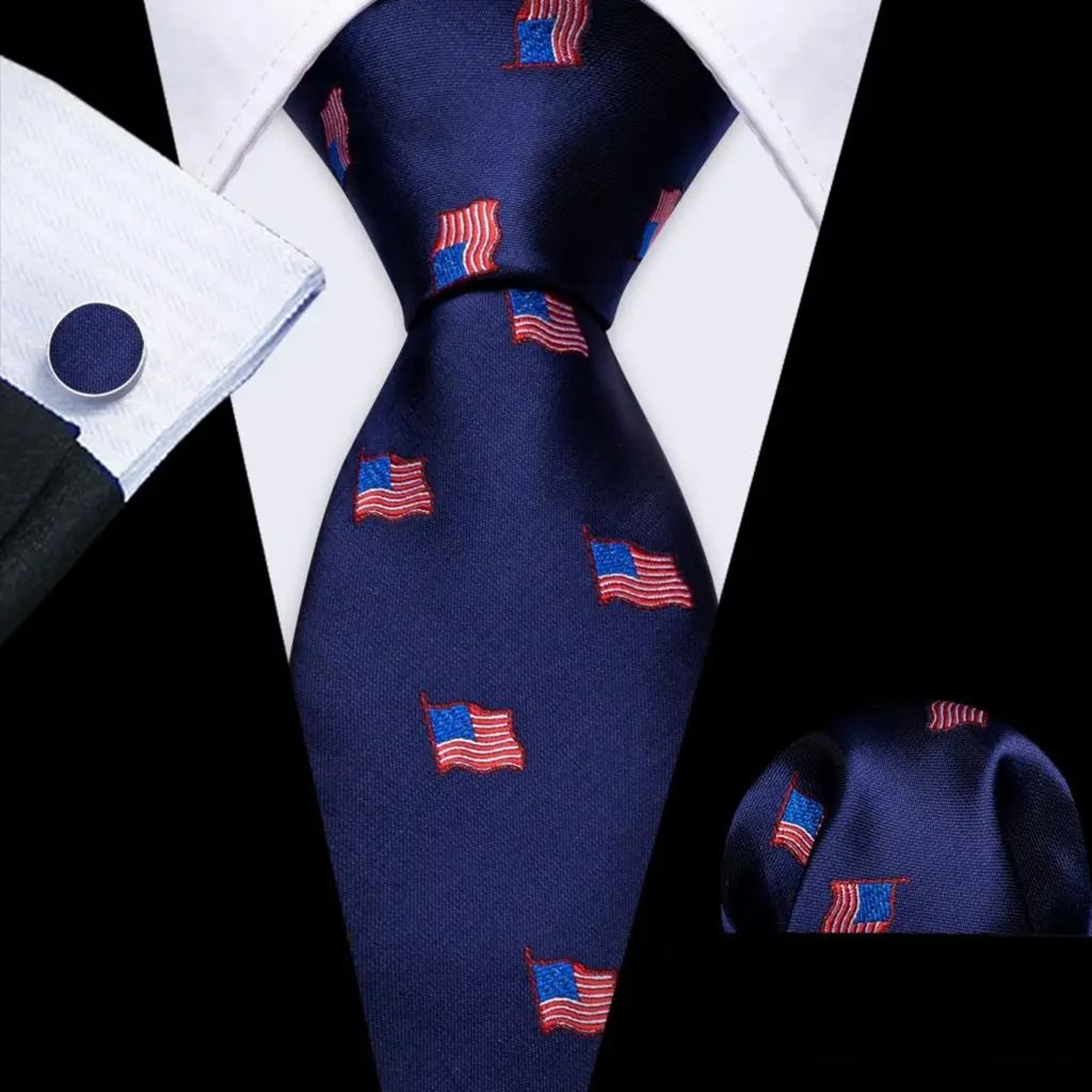Purple Silk Bat Pattern Men Tie Set With Pocket Square And Cufflinks 28