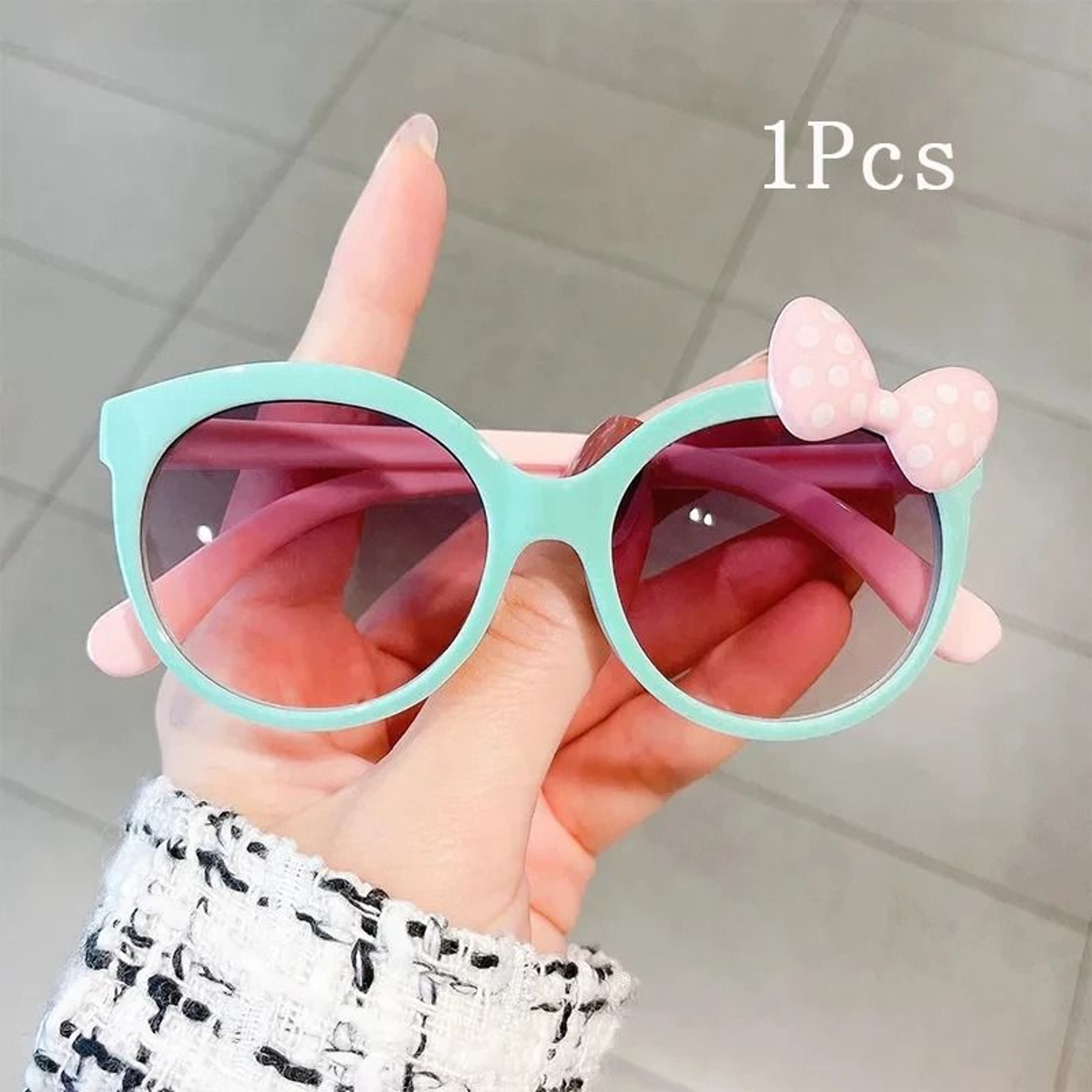 Kids Bow Decor Big Frame Sunglasses Outdoor Party Vacation Travel Glasses 7