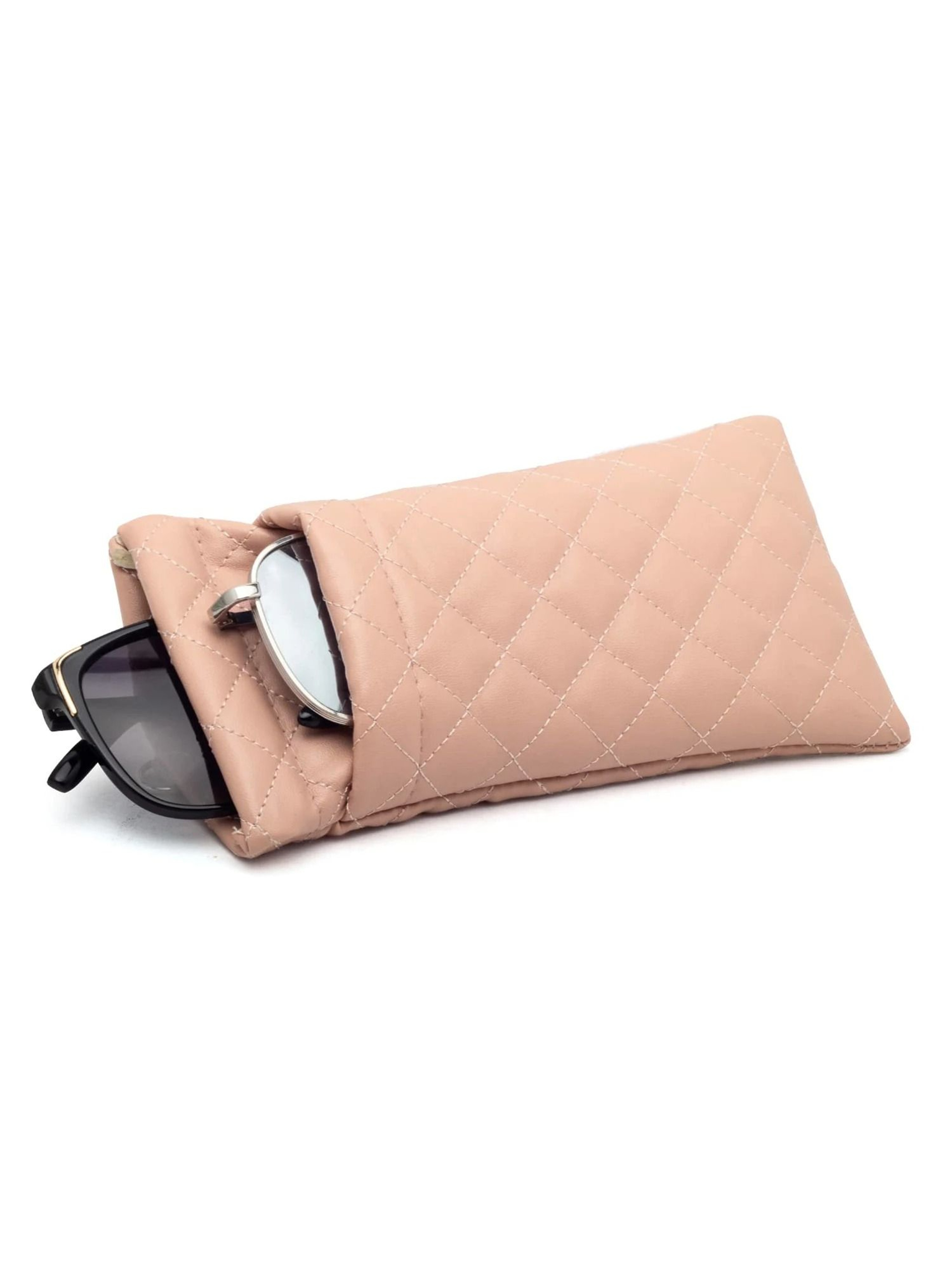 Double Layer Portable Squeeze Glasses Case PU Leather Sunglasses Storage Bag 9
