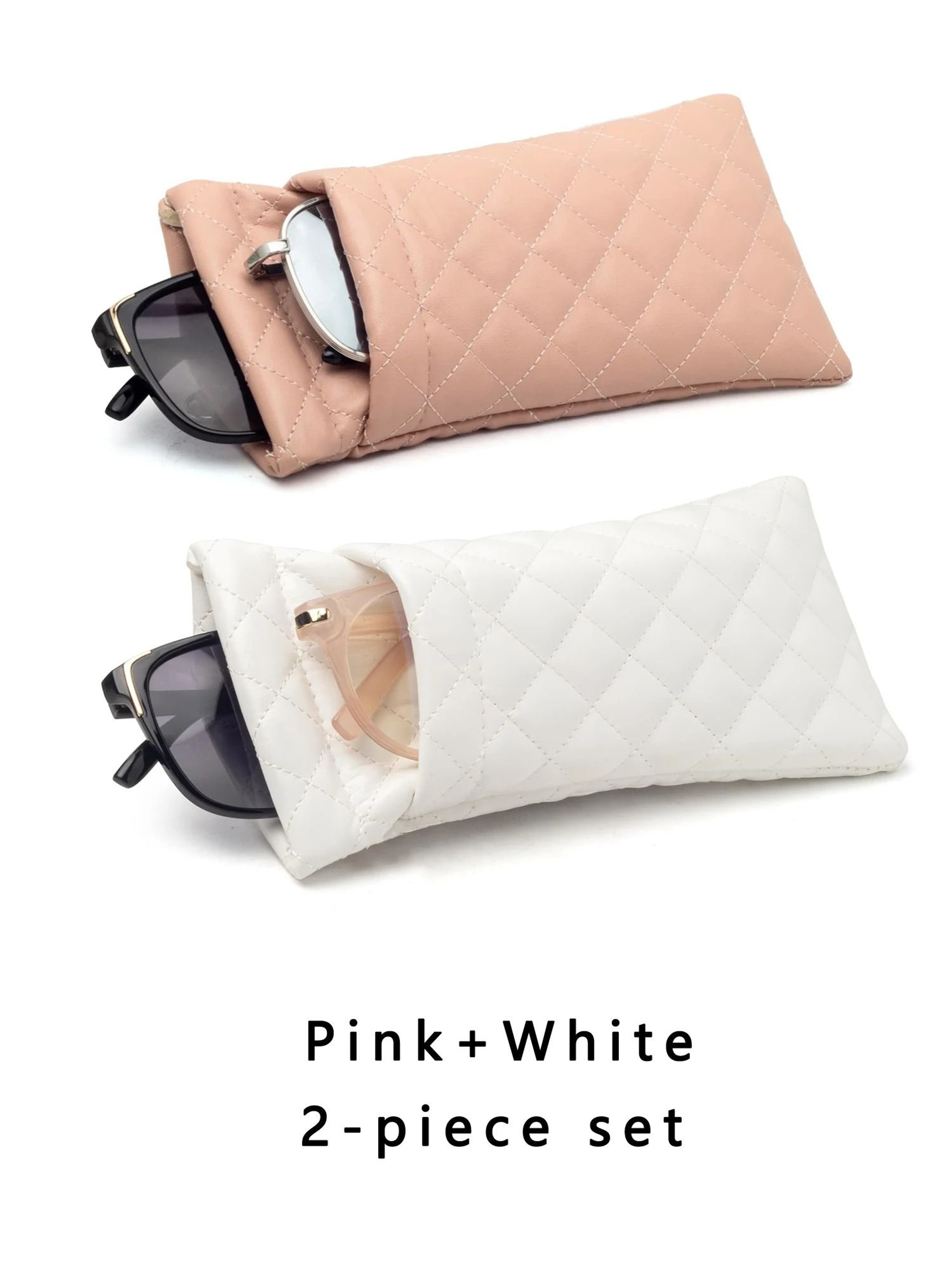 Double Layer Portable Squeeze Glasses Case PU Leather Sunglasses Storage Bag 11