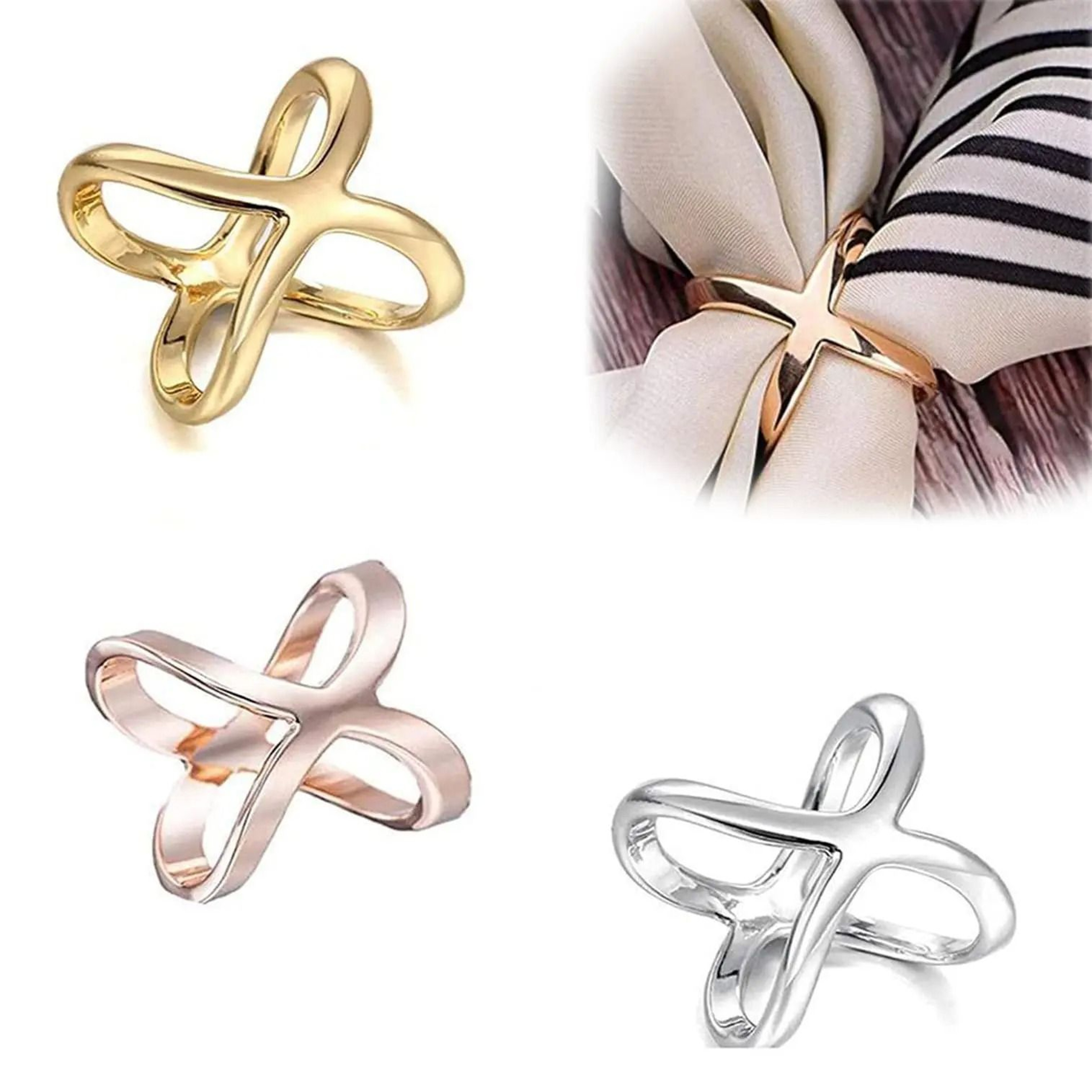 X Shaped Scarf Clips Elegant Silk Scarf Buckle Rings For Women 0