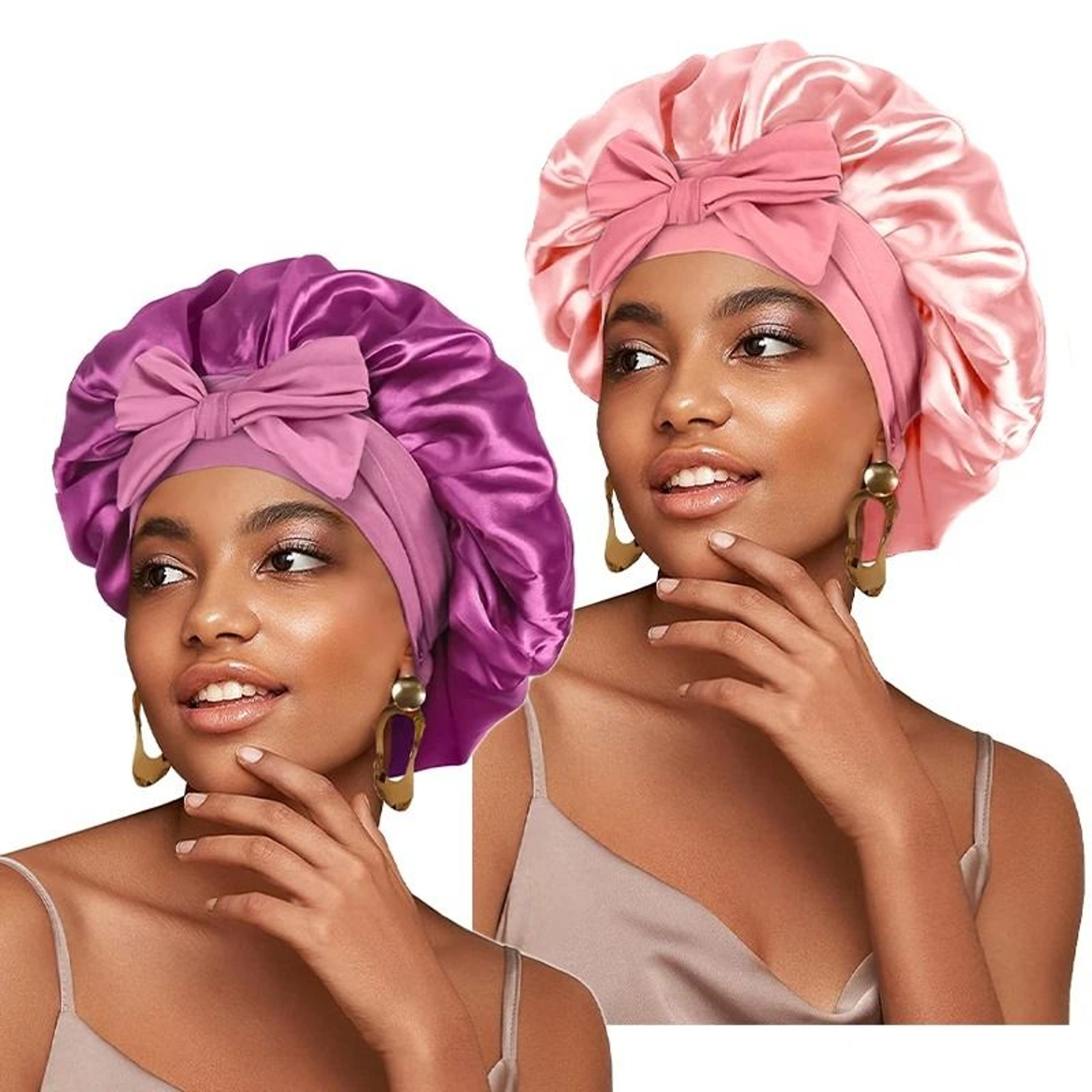 Satin Sleeping Hat With Stretchy Tie Band Adjustable Hair Bonnet For Women 12