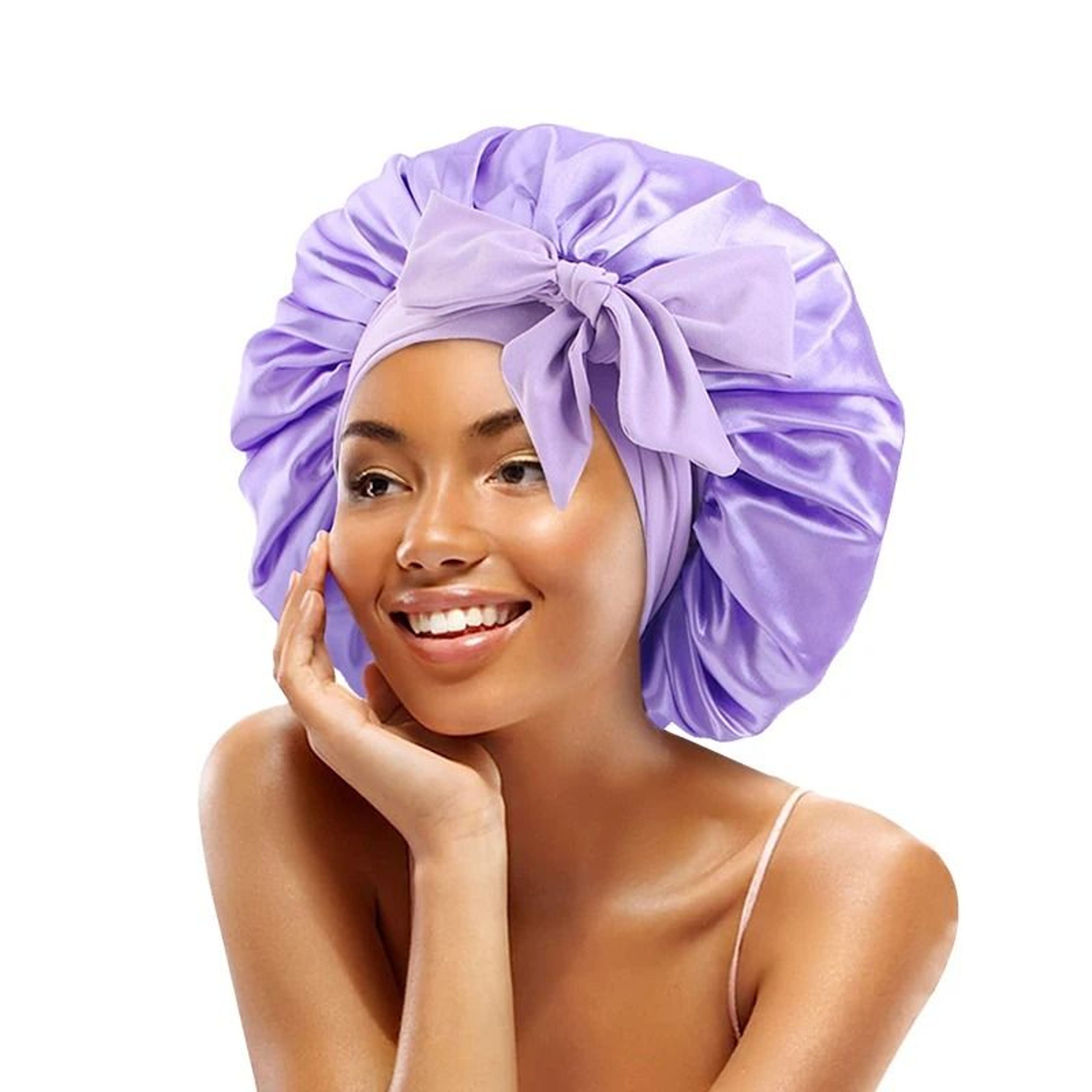 Satin Sleeping Hat With Stretchy Tie Band Adjustable Hair Bonnet For Women 3