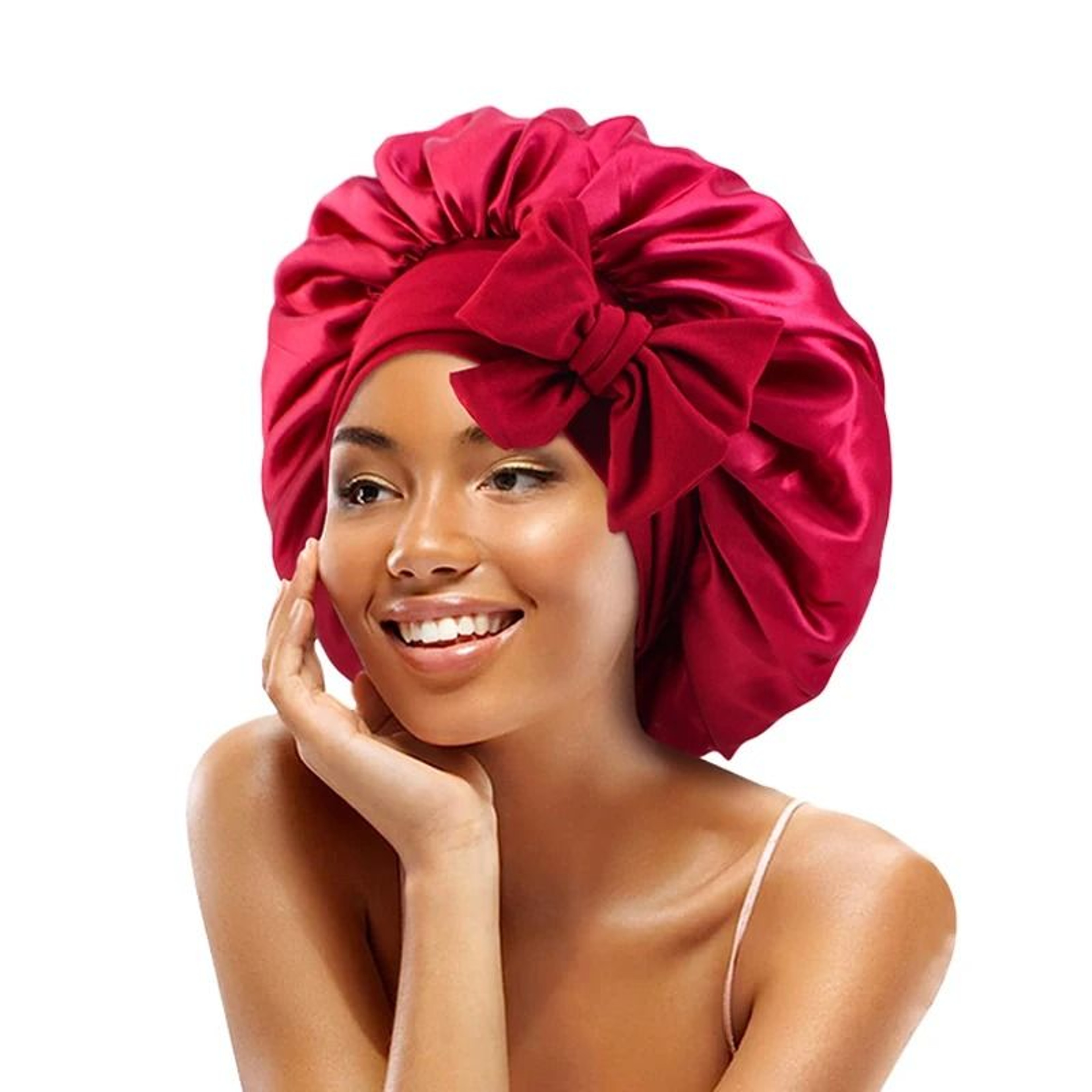 Satin Sleeping Hat With Stretchy Tie Band Adjustable Hair Bonnet For Women 26