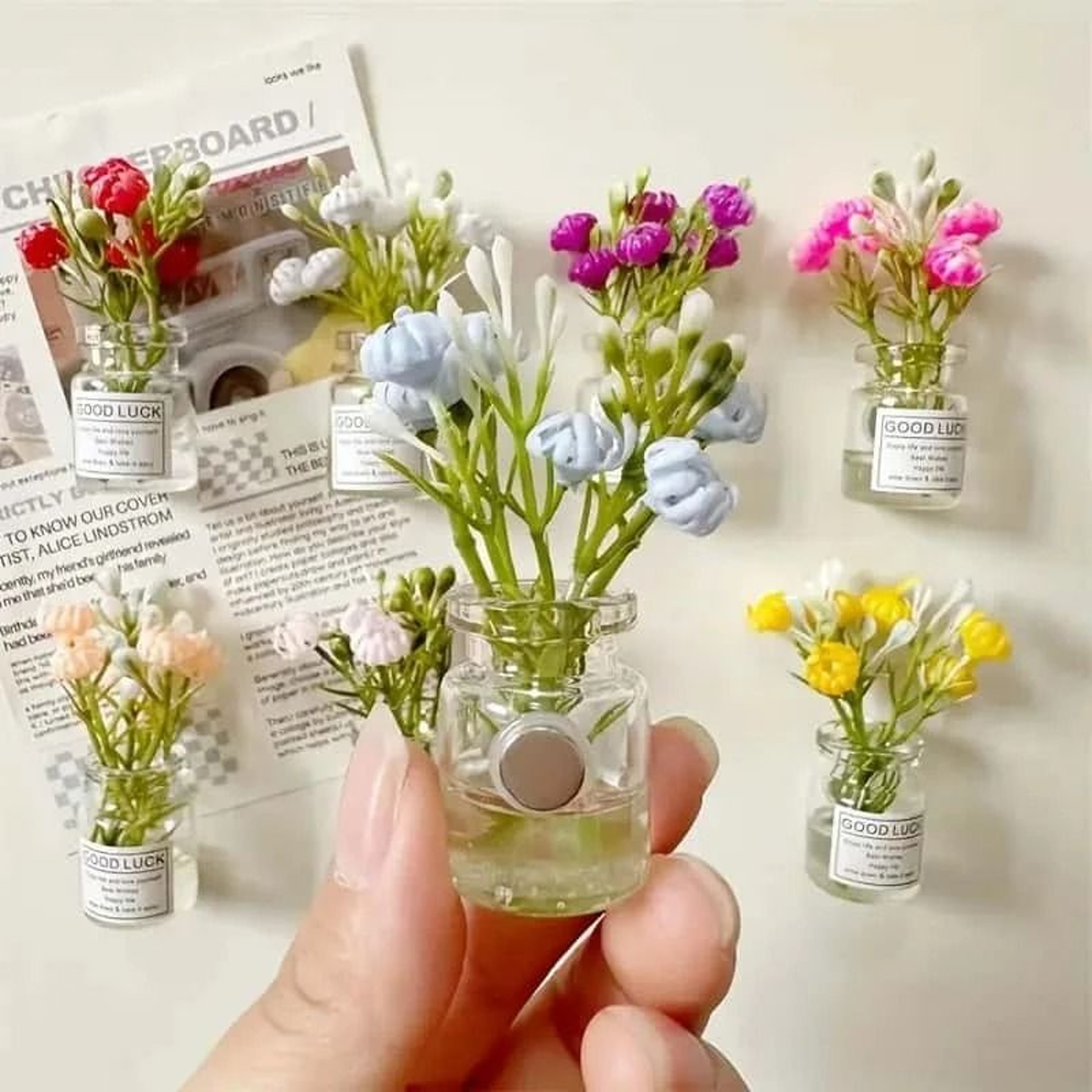Mini Vase Magnet Set Cute Small Refrigerator Flower Vases Kitchen Decoration Gift 1