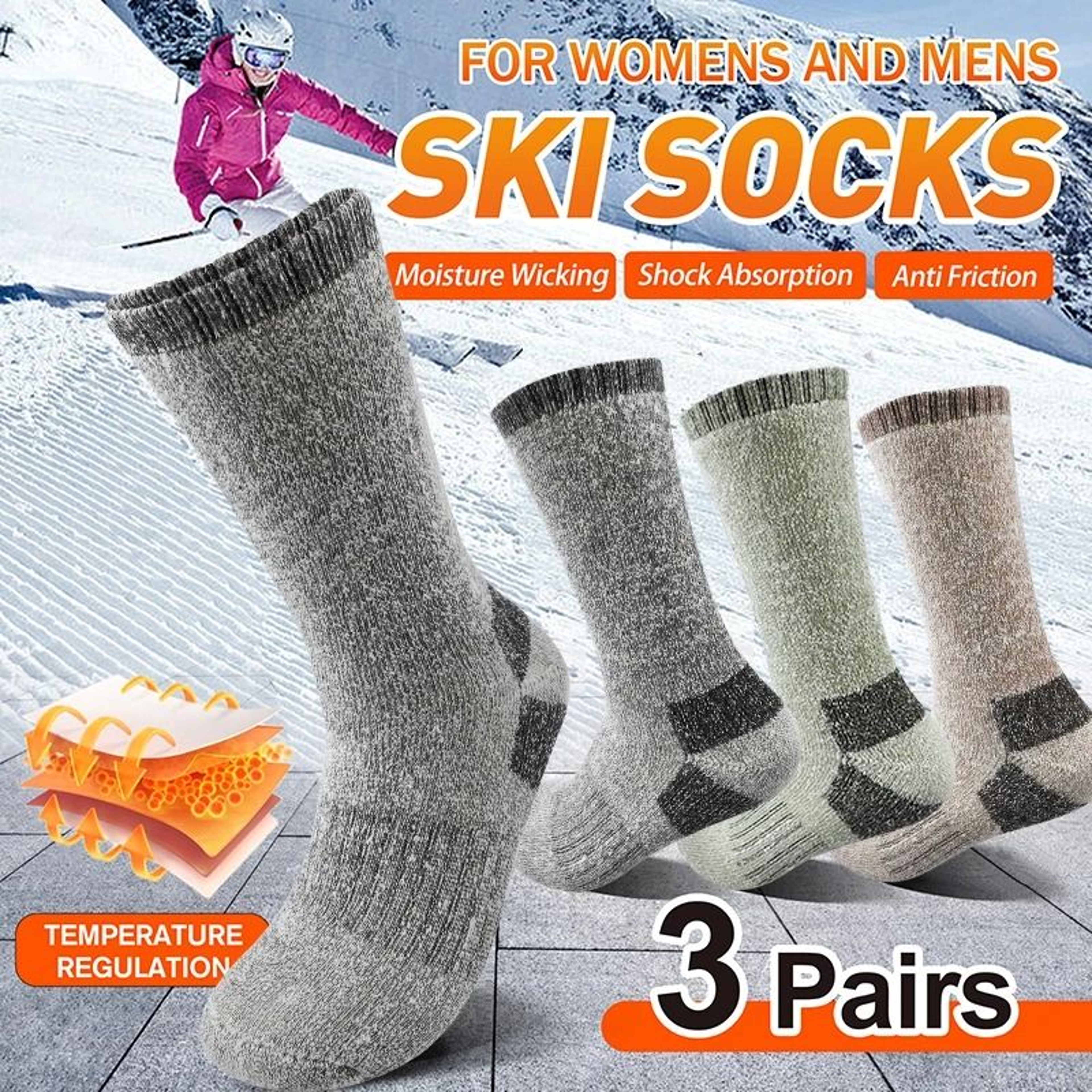 Winter Men Thermal Socks Thick Warm Wool Mid Calf Sports Socks 1
