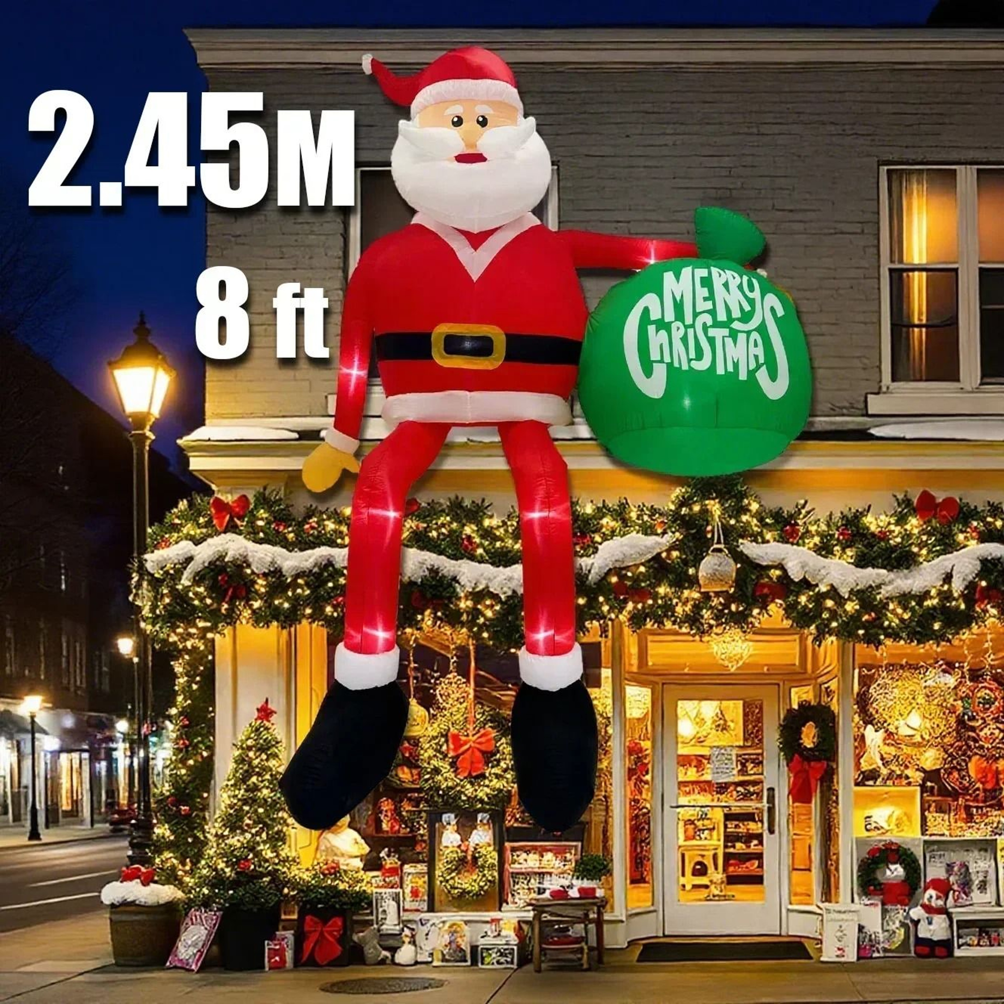 Movable Head Bear Santa Christmas Inflatable Yard Decoration With LED Light 7