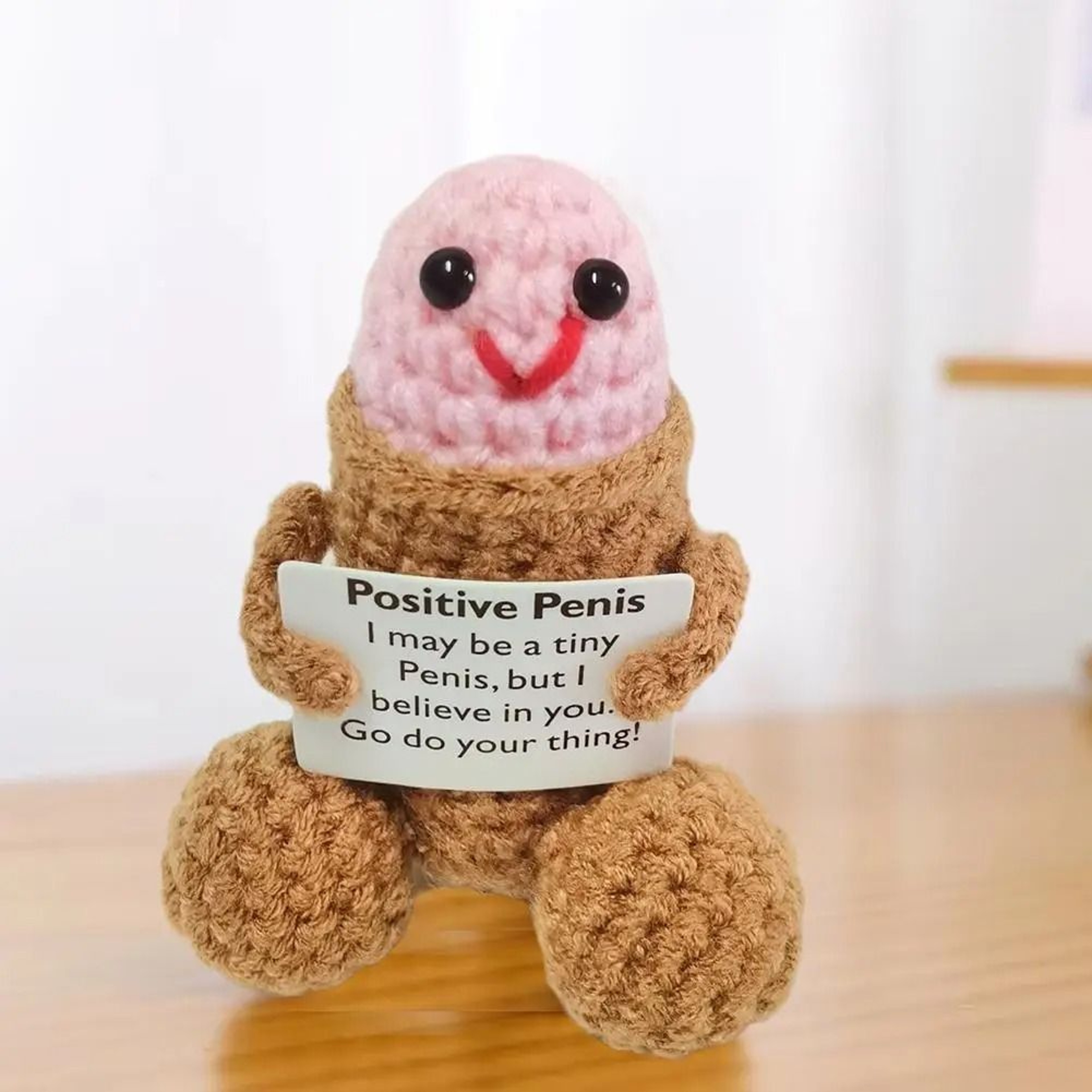 Handmade Crochet Encouragement Doll Funny Wool Plush Toy 0