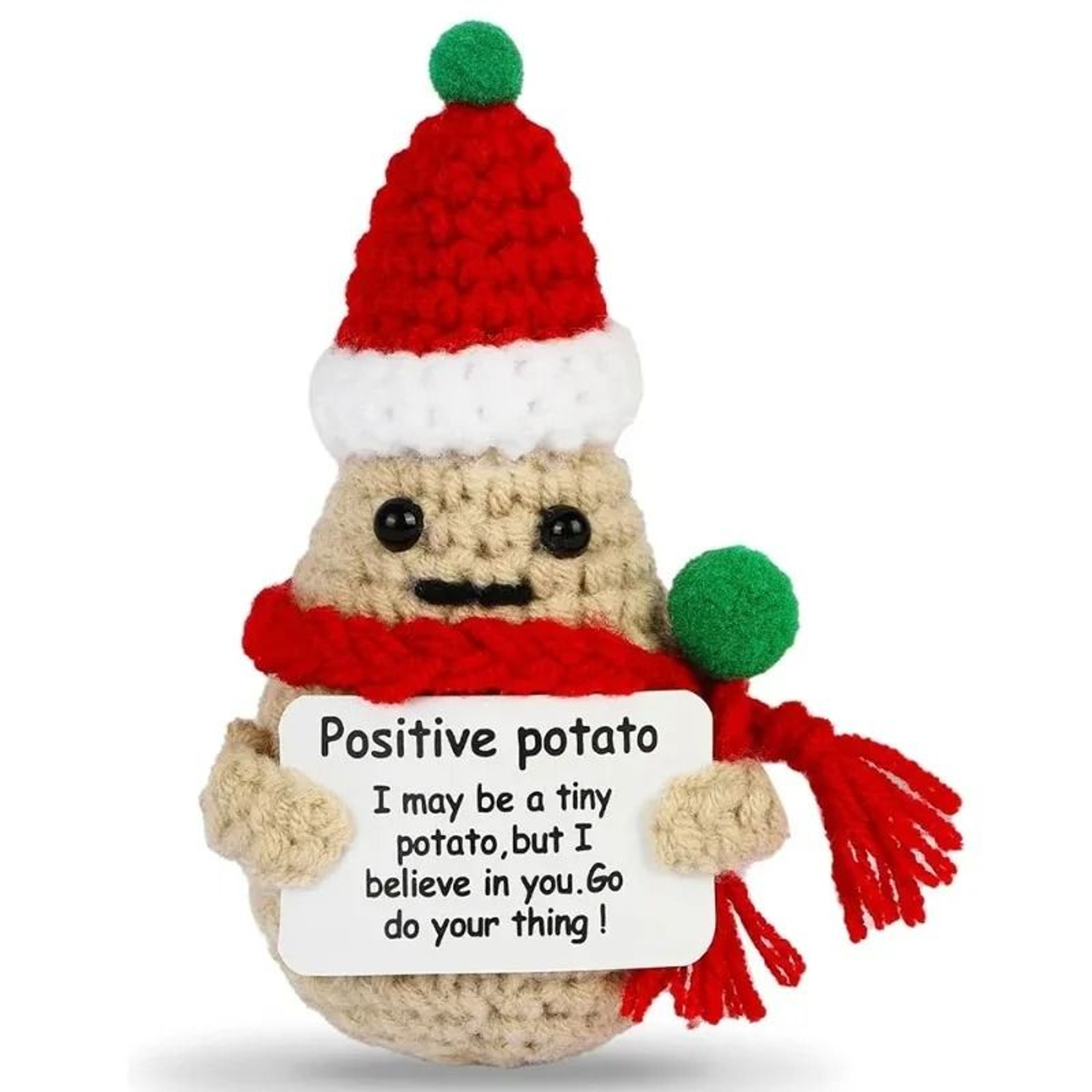 Funny Crochet Emotional Support Coffee Doll Handmade Knitted Ornament 12