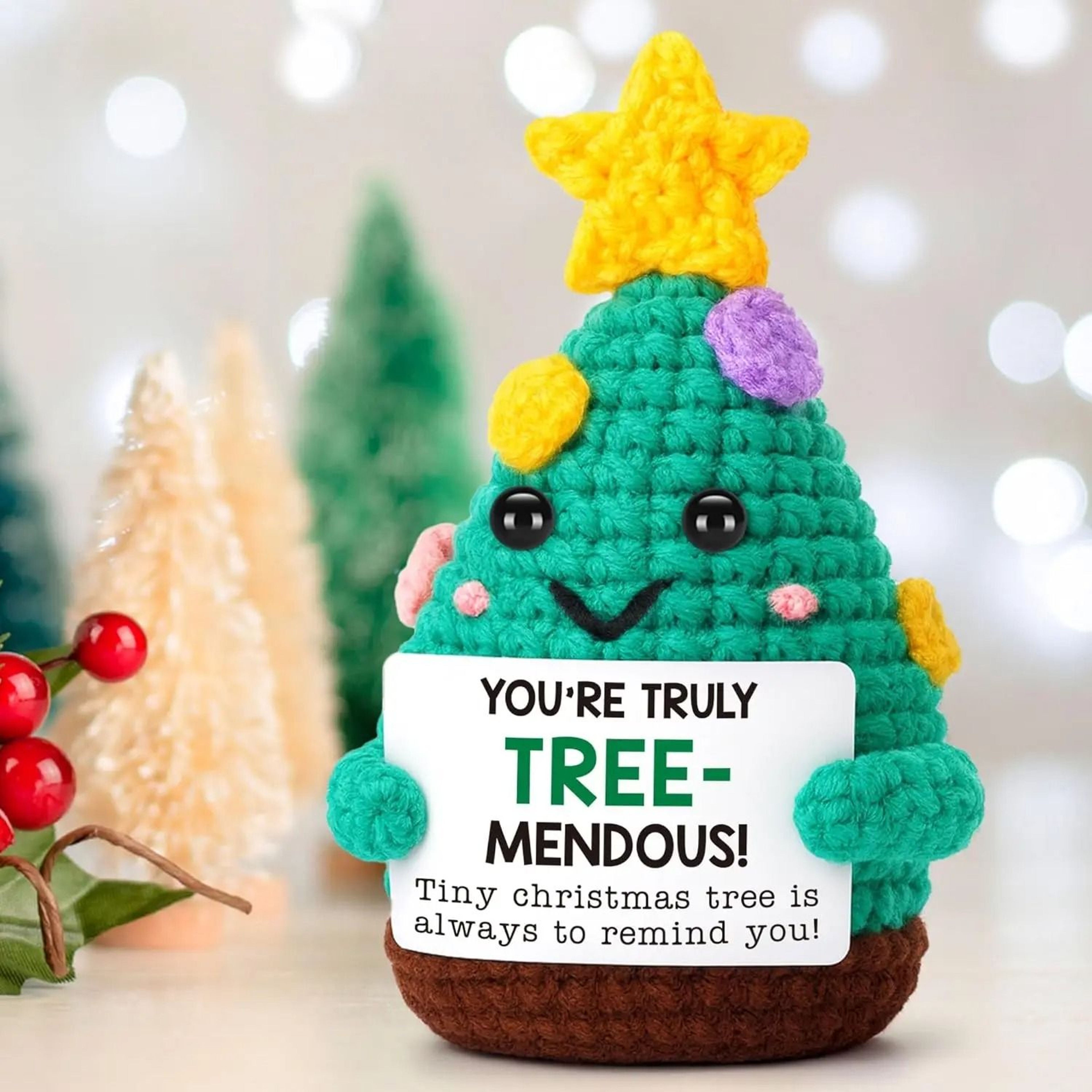 Mini Handmade Christmas Tree Crochet Decor Cheer Up Holiday Gift 5