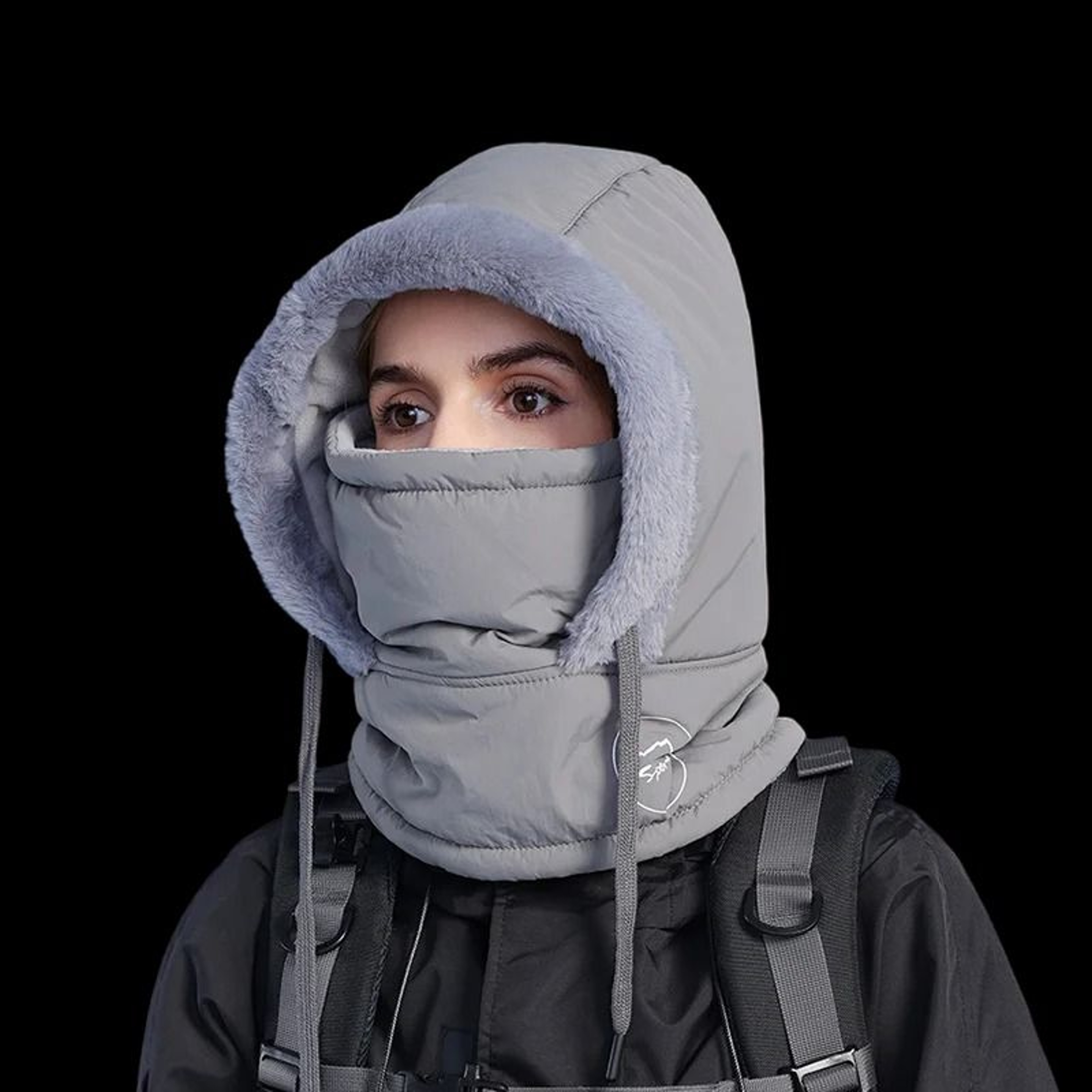 Unisex Plush Balaclava Hat Winter Warm Knitted Neck Scarf With Face Mask 8